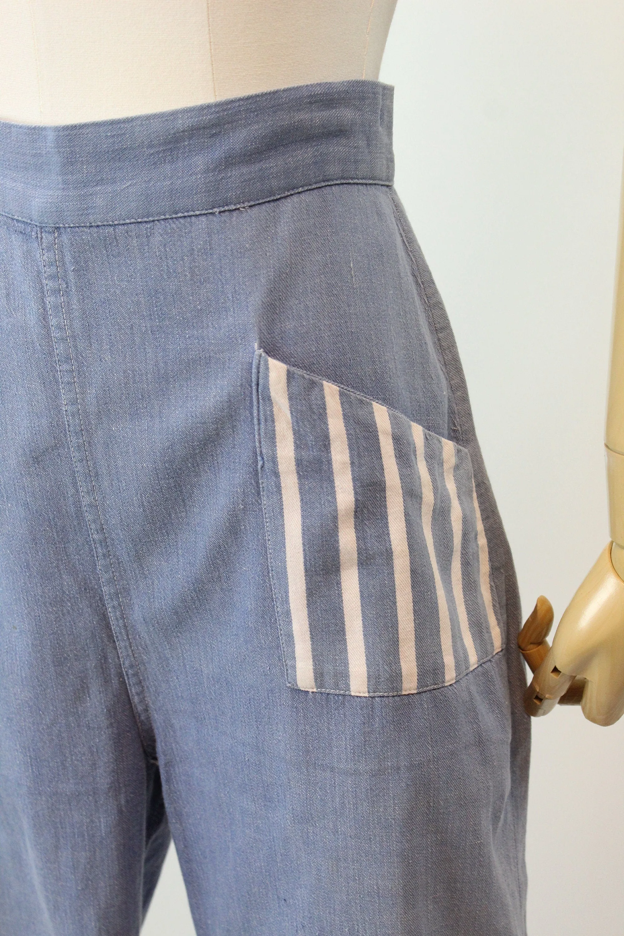 1950s DENIM workwear cropped pants small | new spring summer