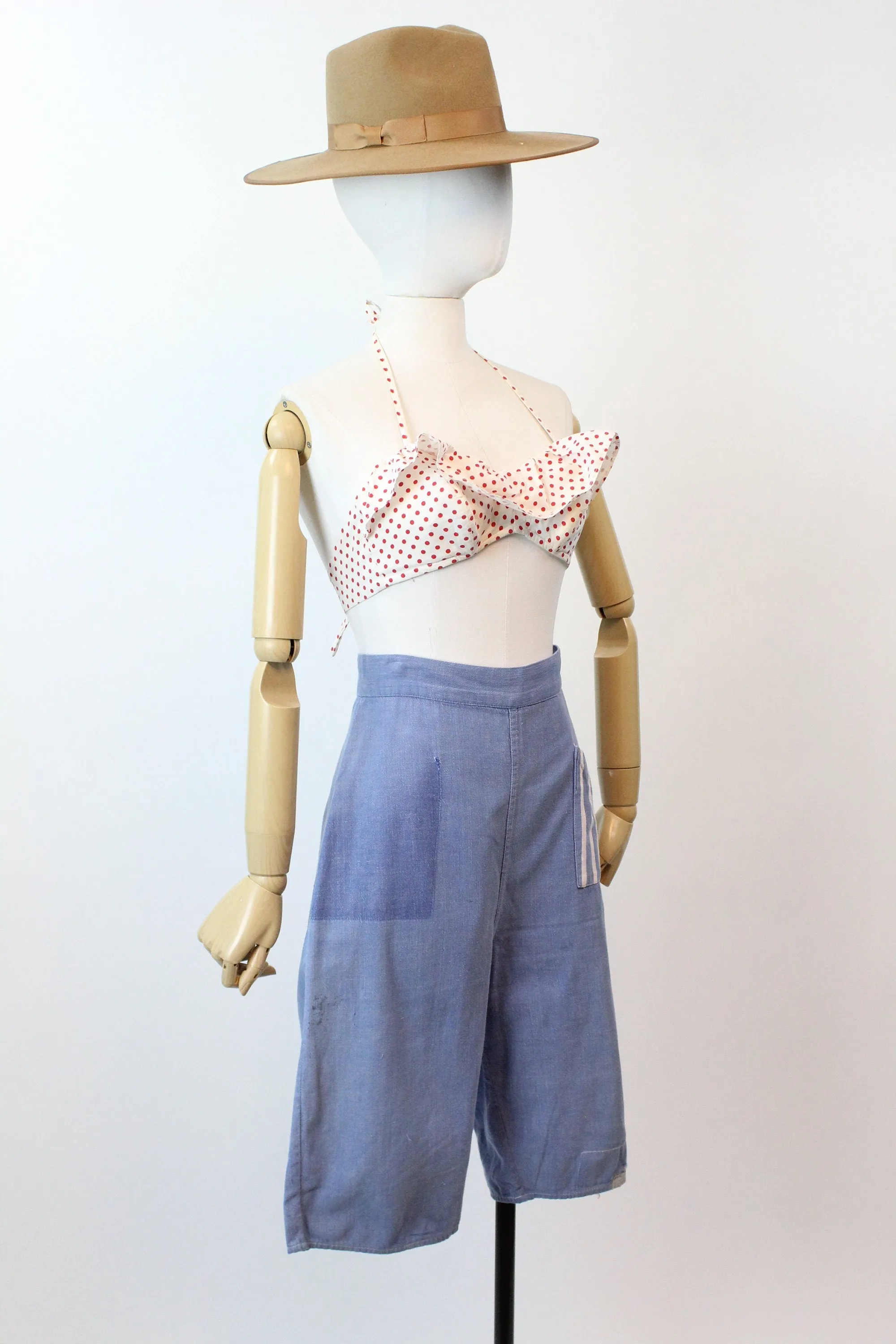 1950s DENIM workwear cropped pants small | new spring summer