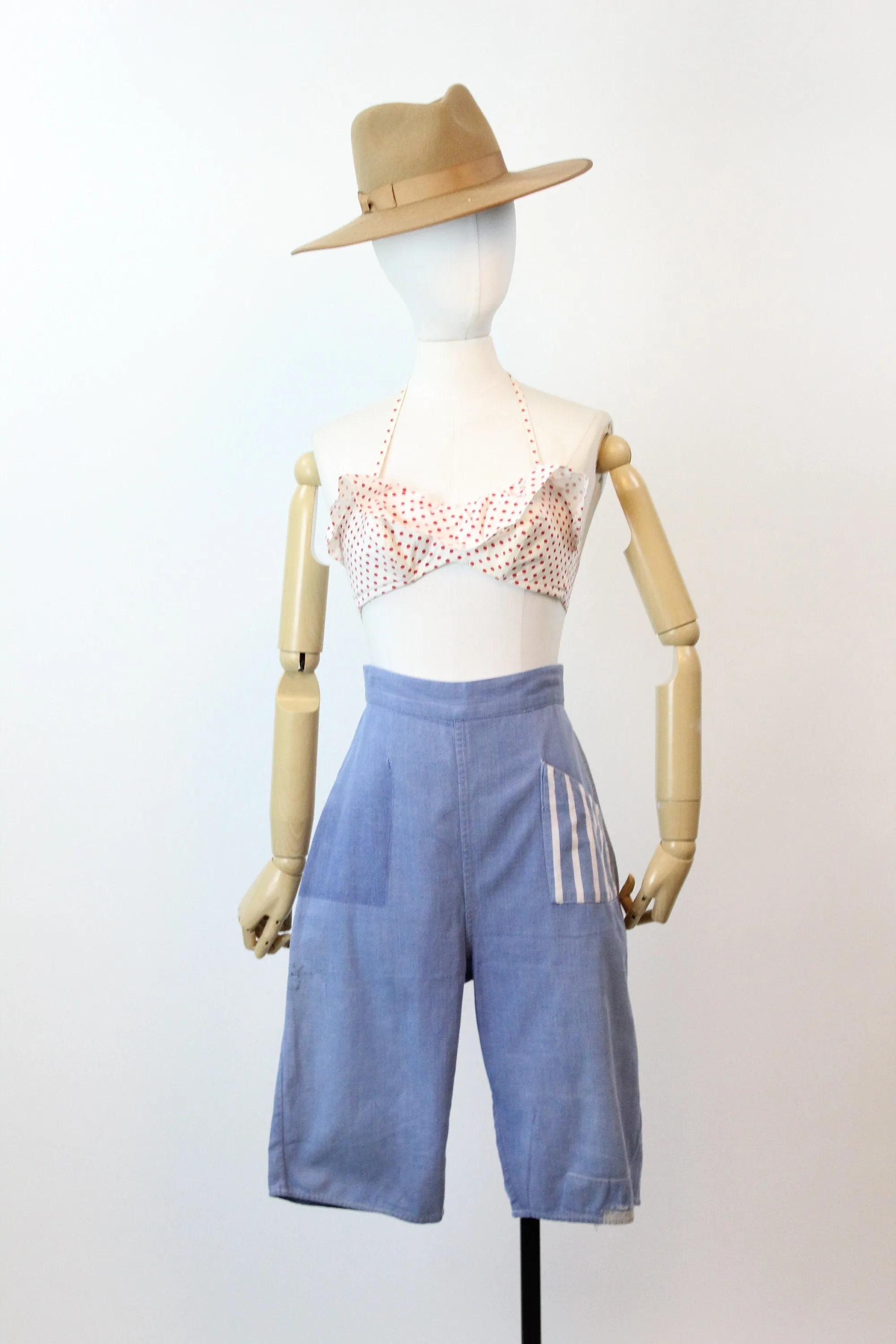 1950s DENIM workwear cropped pants small | new spring summer