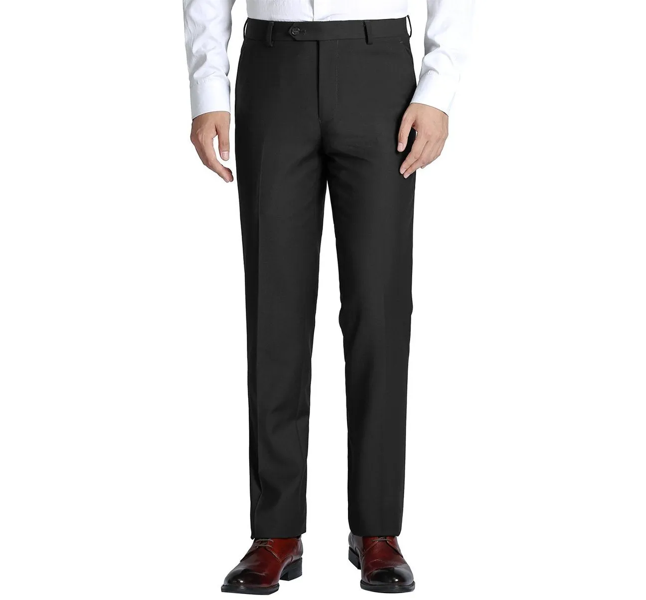 Alessandro Vitello by Renoir Black Slim Fit Flat Front Suit Separate Pants 201-1