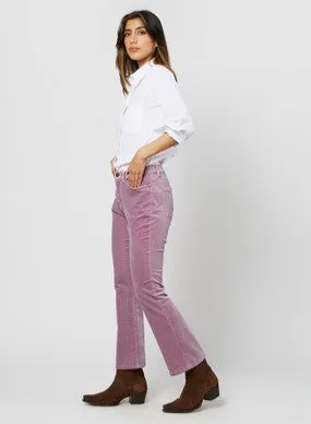 Ann Mashburn Flare Cropped 5-Pocket Velvet Jeans - Lavender