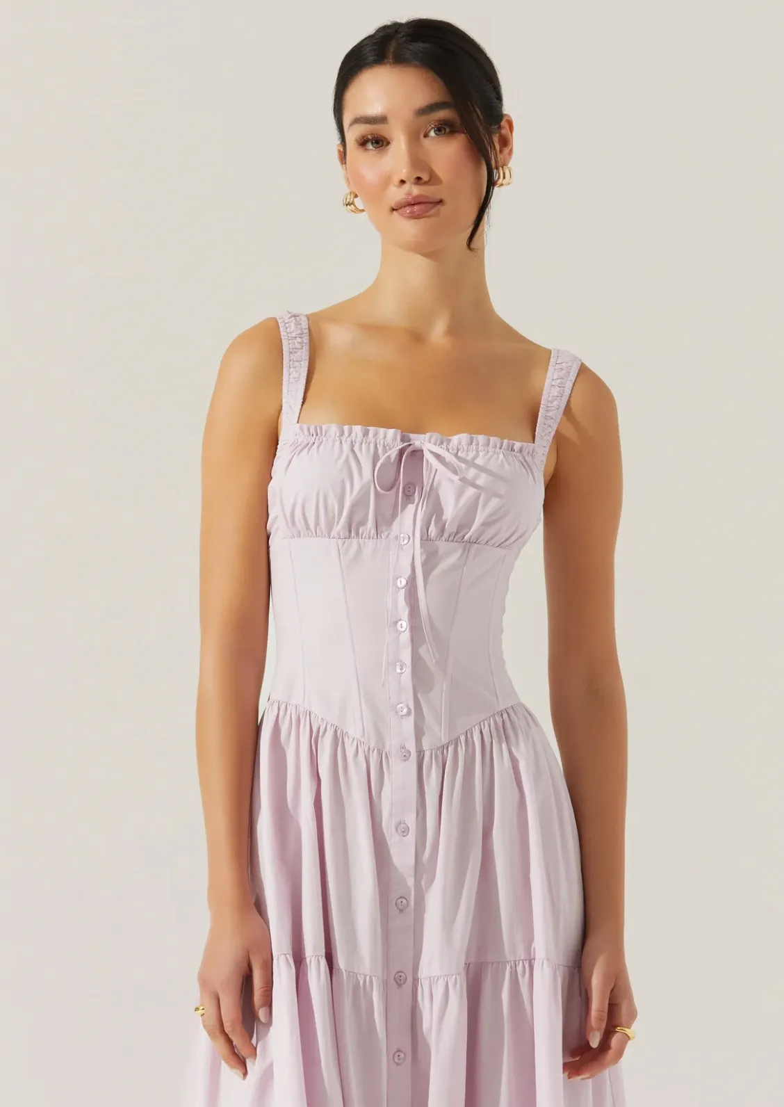 Astr Temperance Tiered Milkmaid Dress
