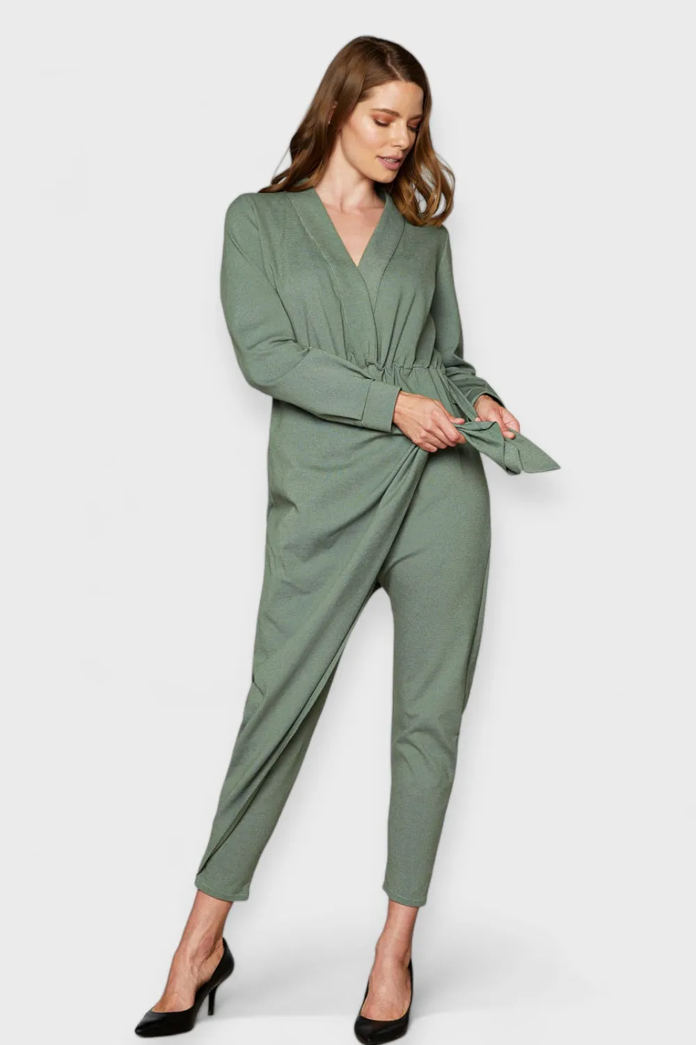 Bellance Olive Wrap Jumpsuit