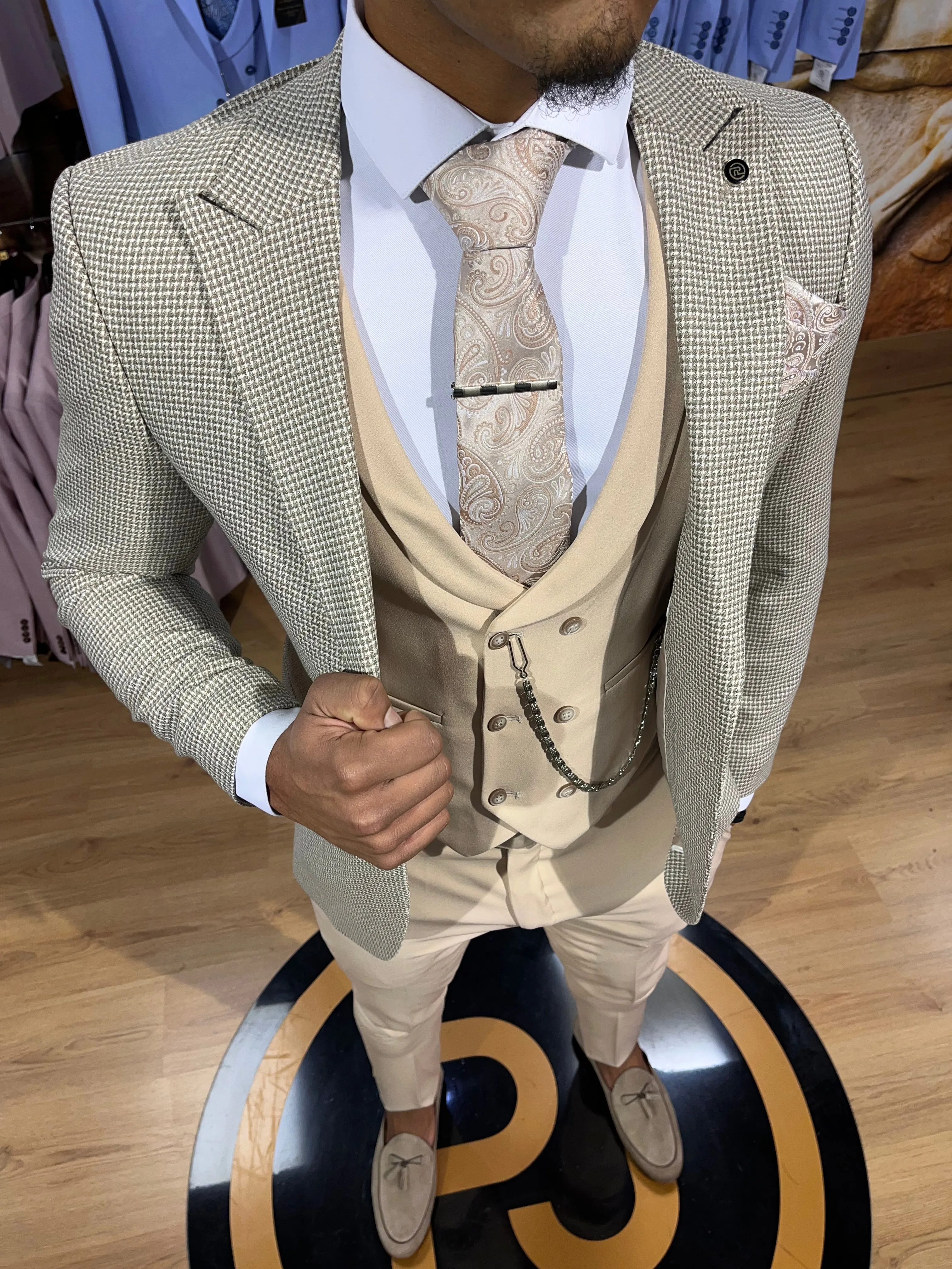 Berlin -  Beige/Cream 3 Piece Suit