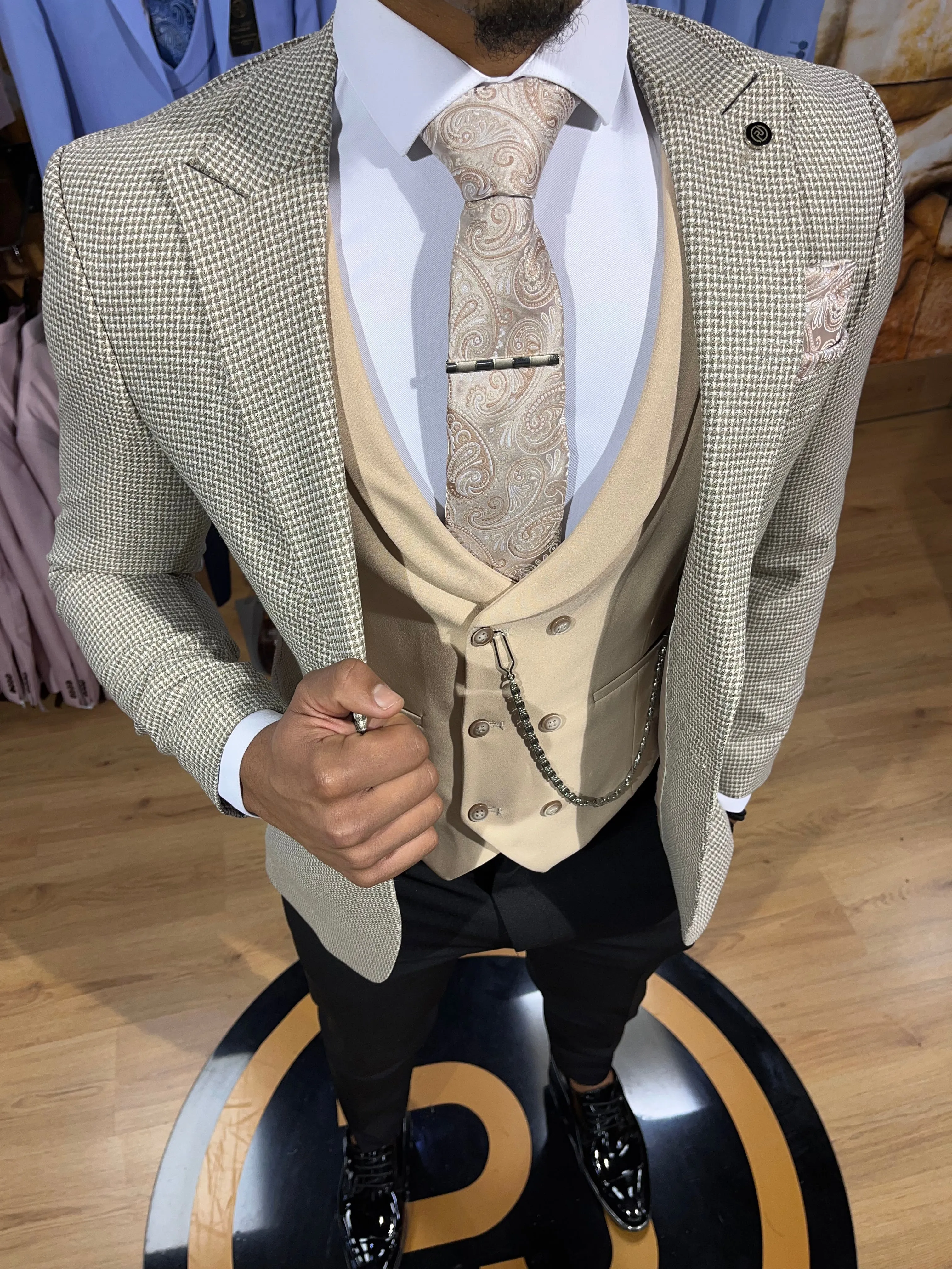 Berlin -  Beige/Cream 3 Piece Suit