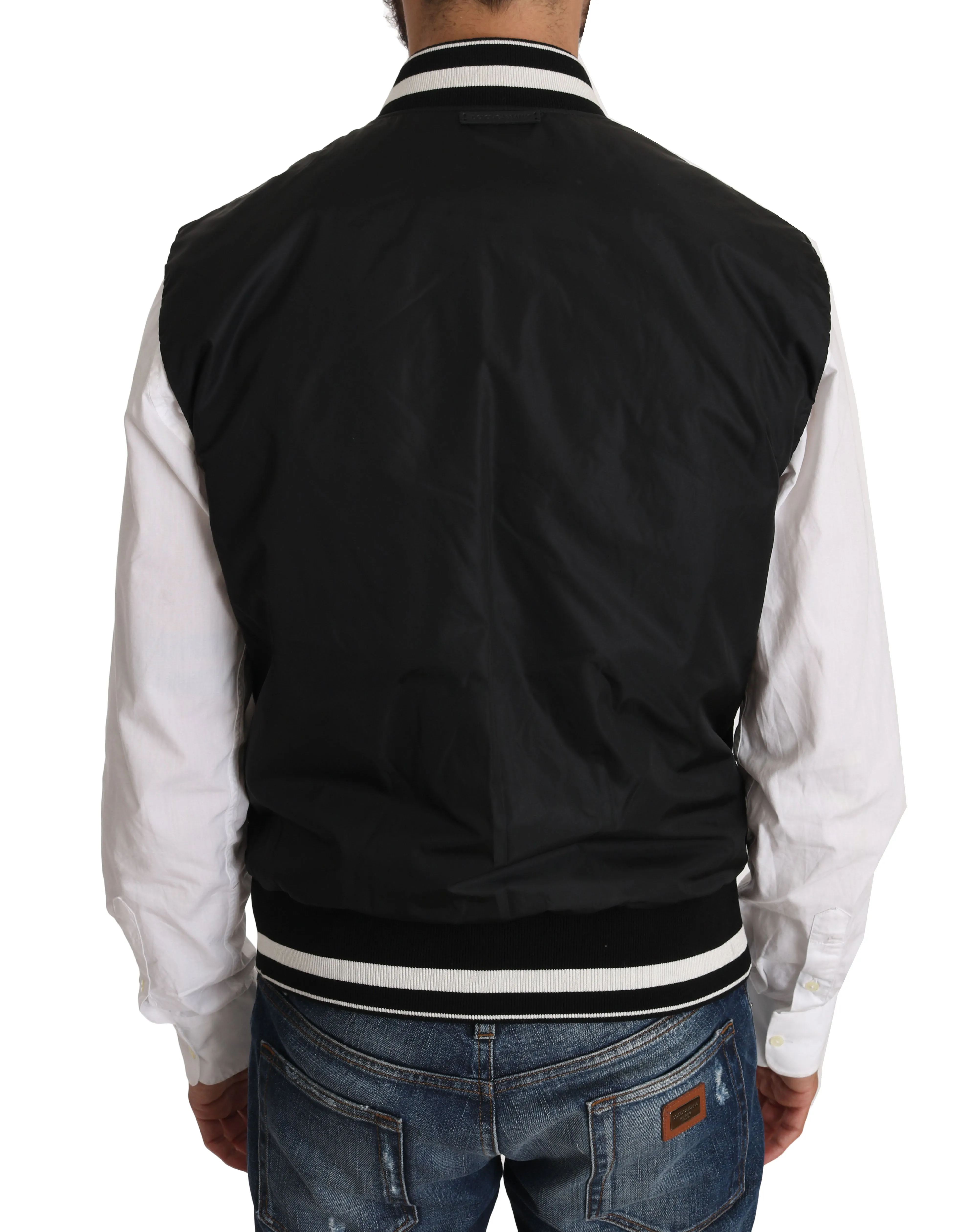 Black Nylon Royal Crown Bee Logo Jacket