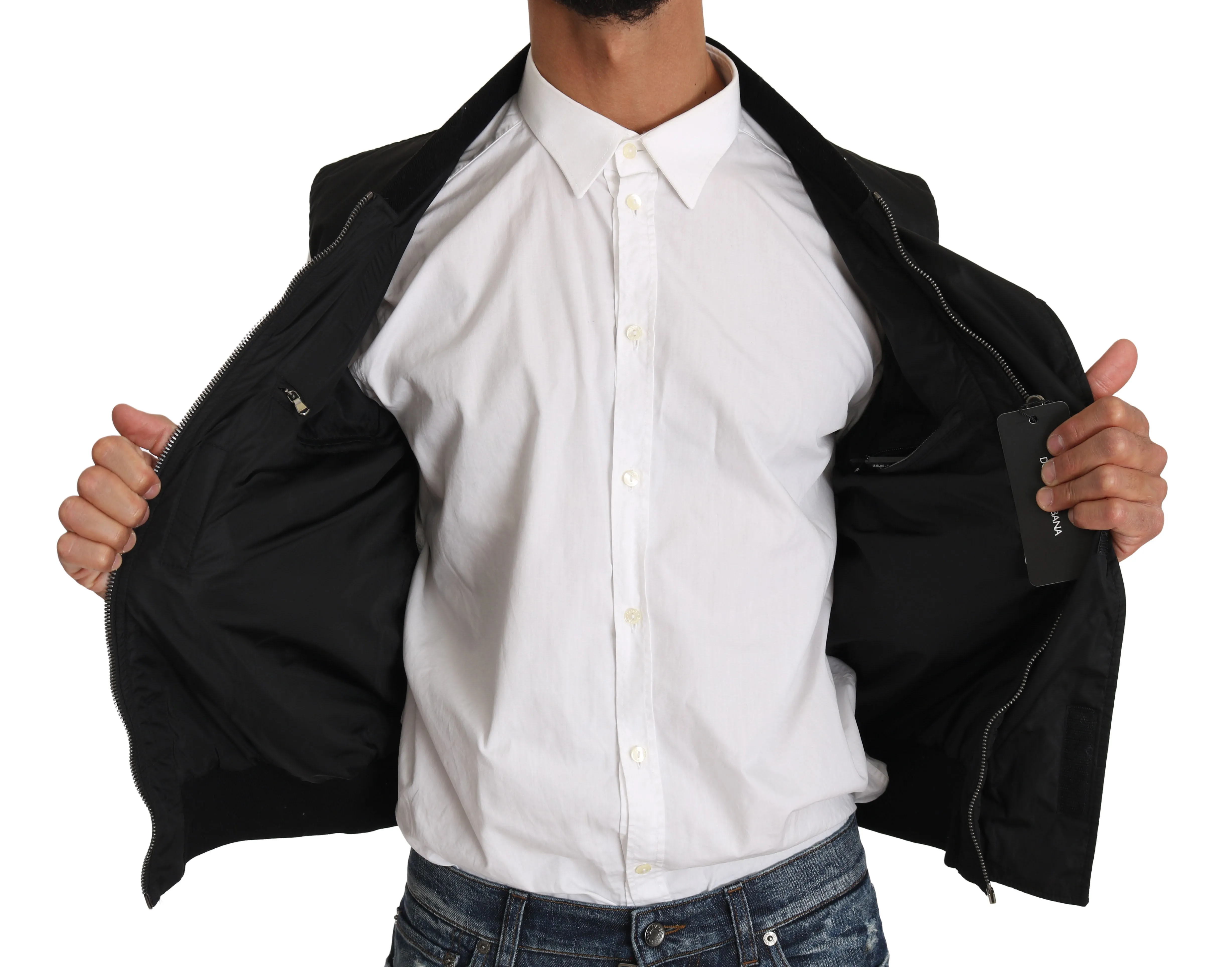 Black Nylon Royal Crown Bee Logo Jacket