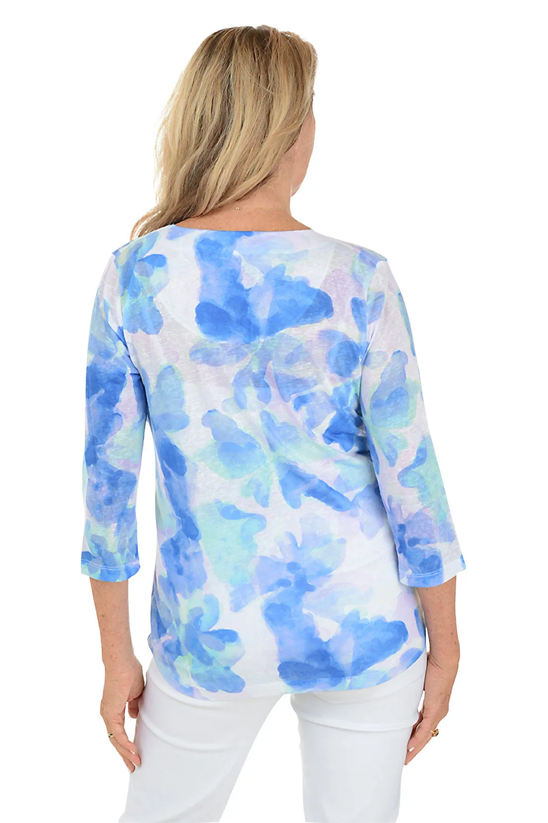 Blue Watercress Notch Neck Knit Top