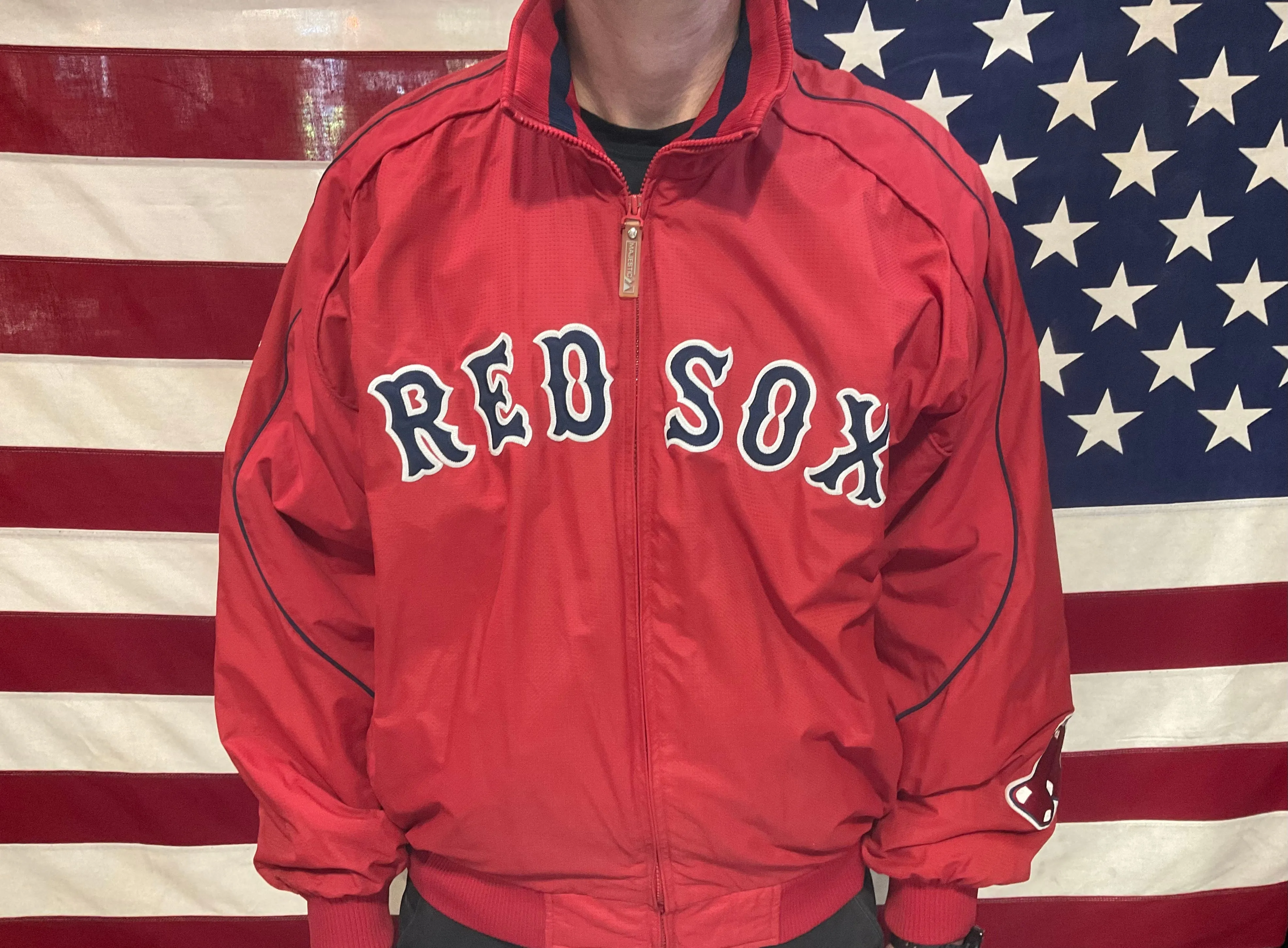 Boston Red Sox MLB Vintage 90’s Mens Nylon Lined Jacket By Majestic®️Authentic Collection™️