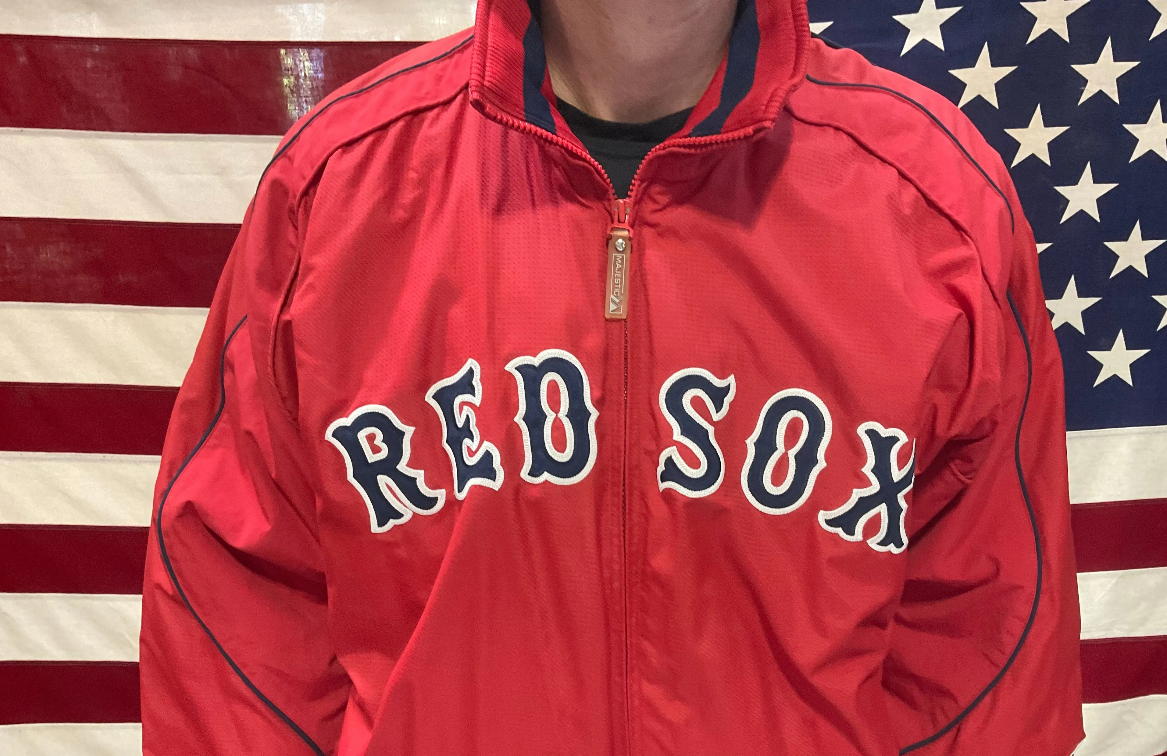 Boston Red Sox MLB Vintage 90’s Mens Nylon Lined Jacket By Majestic®️Authentic Collection™️