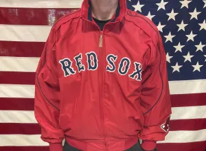 Boston Red Sox MLB Vintage 90’s Mens Nylon Lined Jacket By Majestic®️Authentic Collection™️