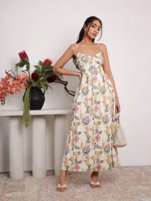 Bustier Detailed Printed Maxi Dress
