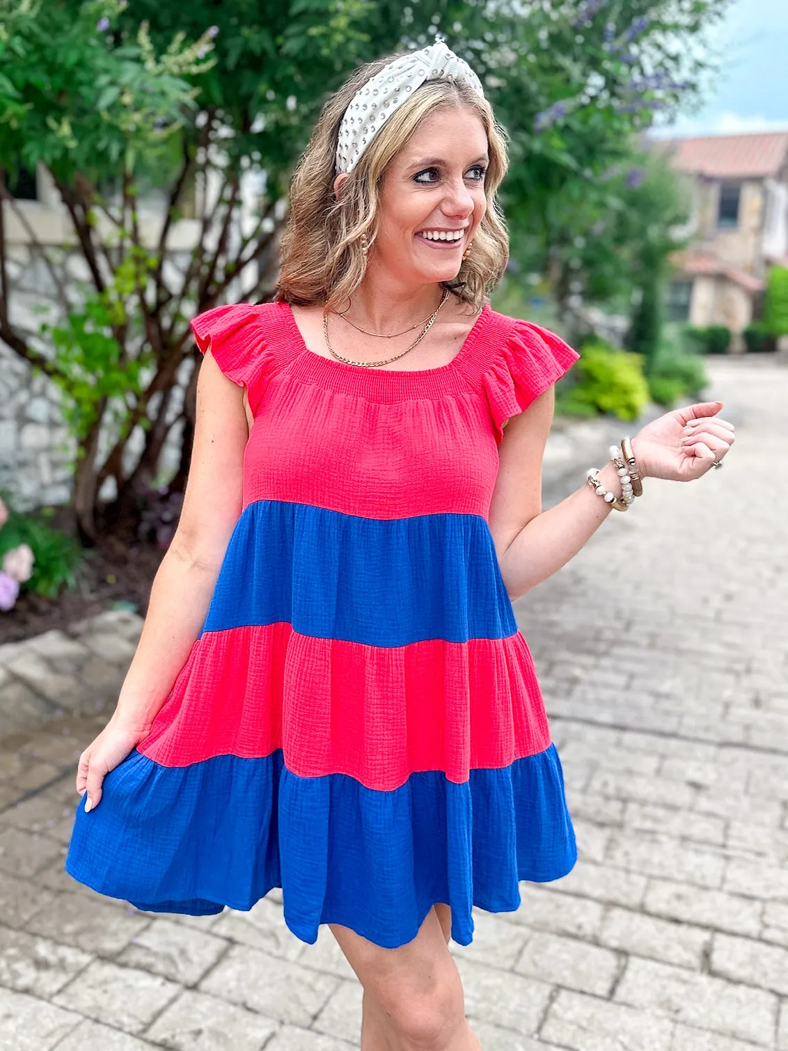 Caroline Cotton Colorblock Dress