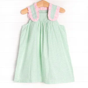 Charlotte Dress, Green Gingham