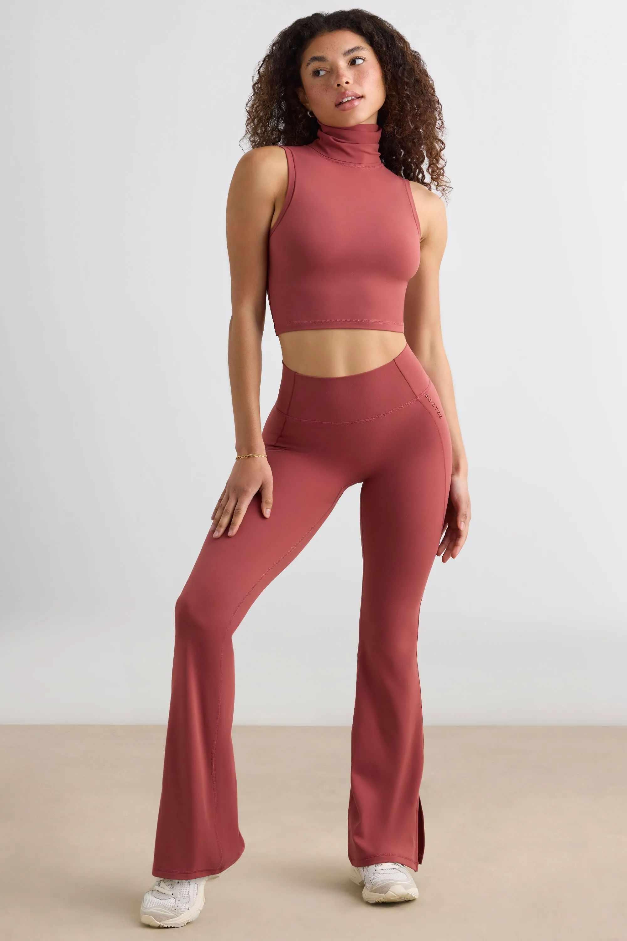 Clarity - Soft Active Flared Trousers in Rust