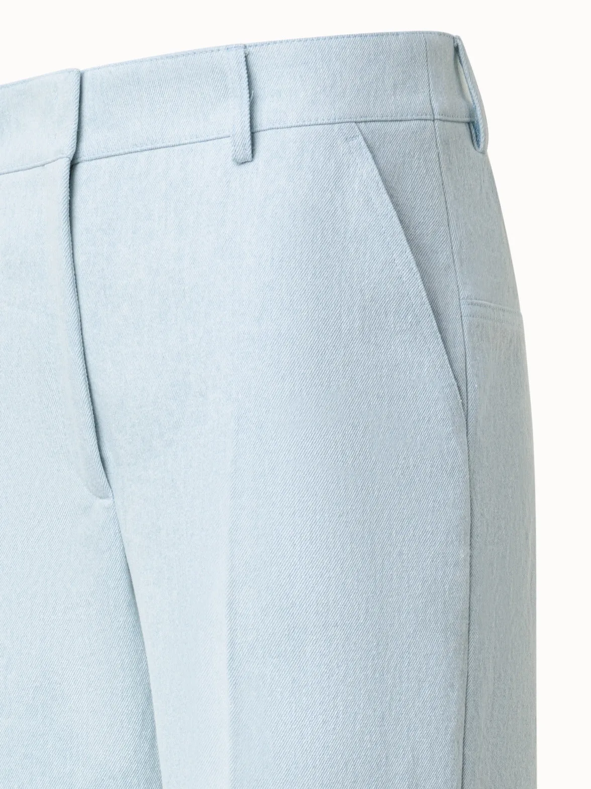 Cropped Wide Cotton Denim Pants