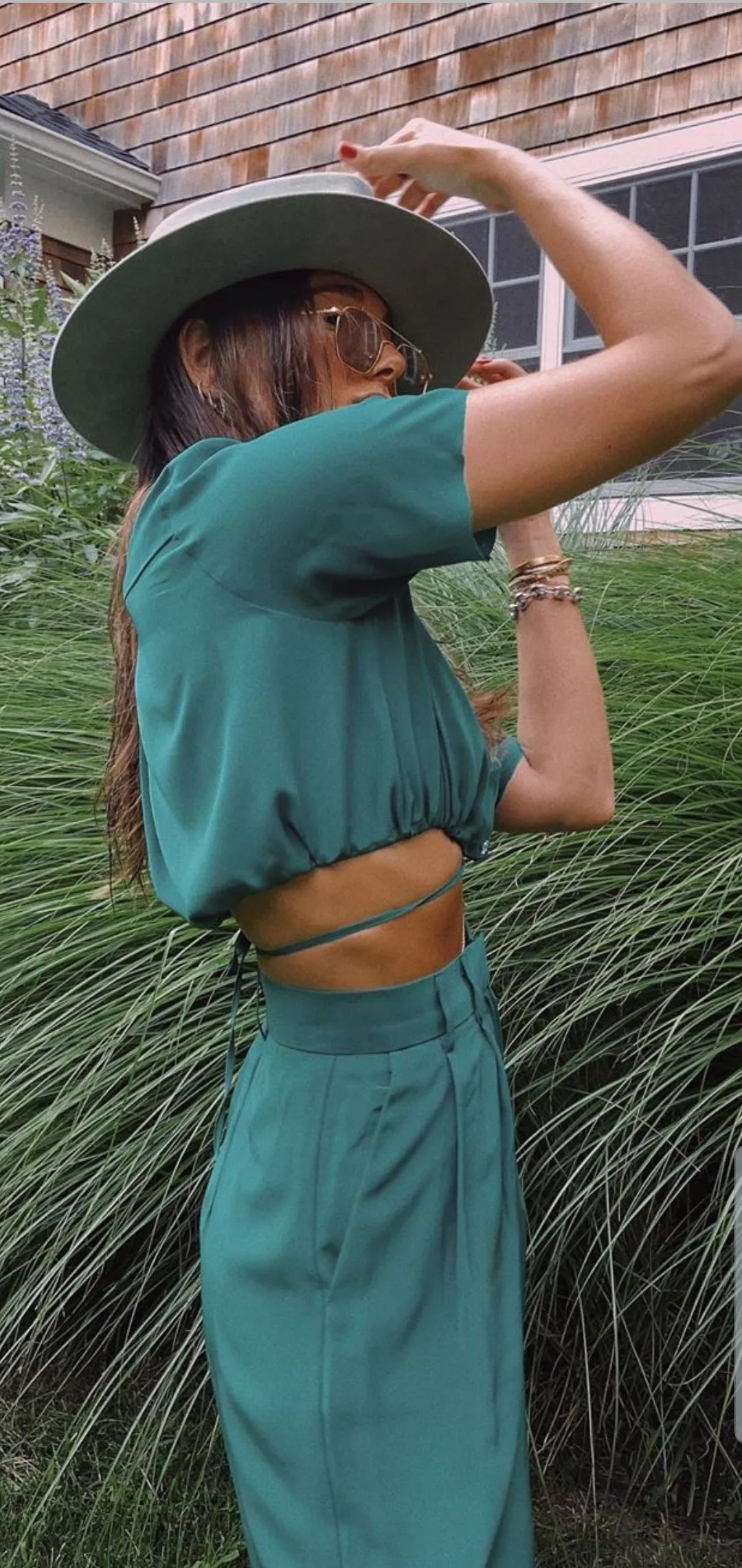 Danielle Green Cropped Shirt