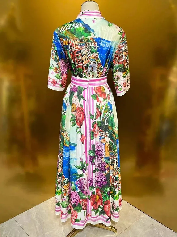 Designer Summer Sicily Silk Top Cotton Skirt Suit