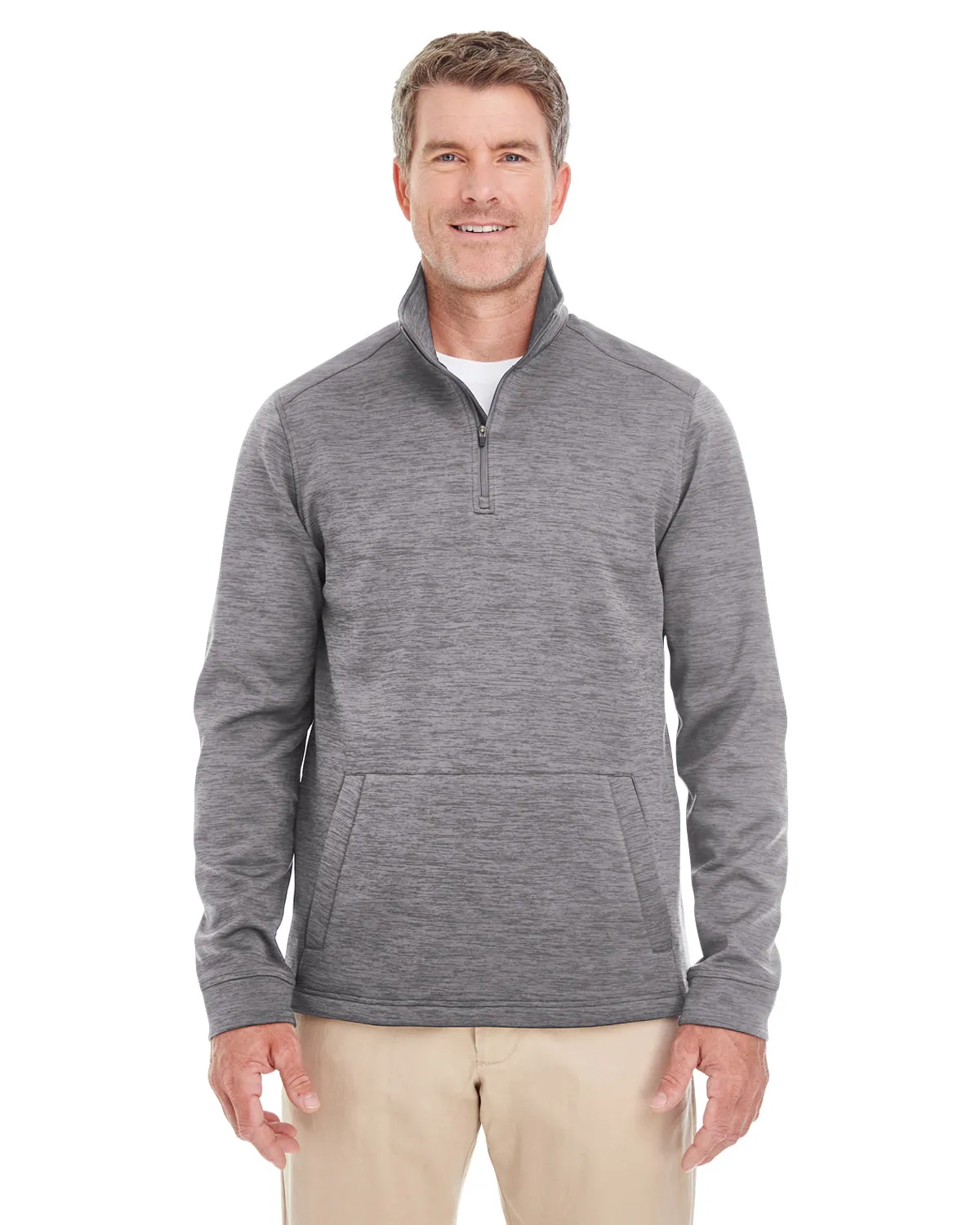 DG798 Devon & Jones Men's Newbury Mélange Fleece Quarter-Zip