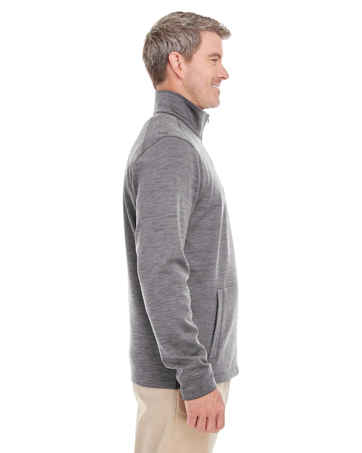 DG798 Devon & Jones Men's Newbury Mélange Fleece Quarter-Zip
