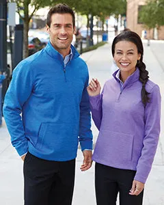 DG798 Devon & Jones Men's Newbury Mélange Fleece Quarter-Zip