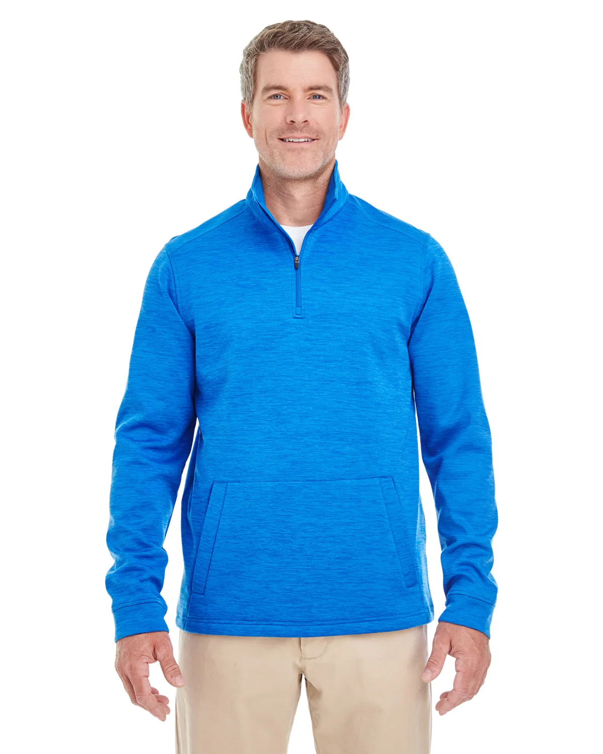 DG798 Devon & Jones Men's Newbury Mélange Fleece Quarter-Zip
