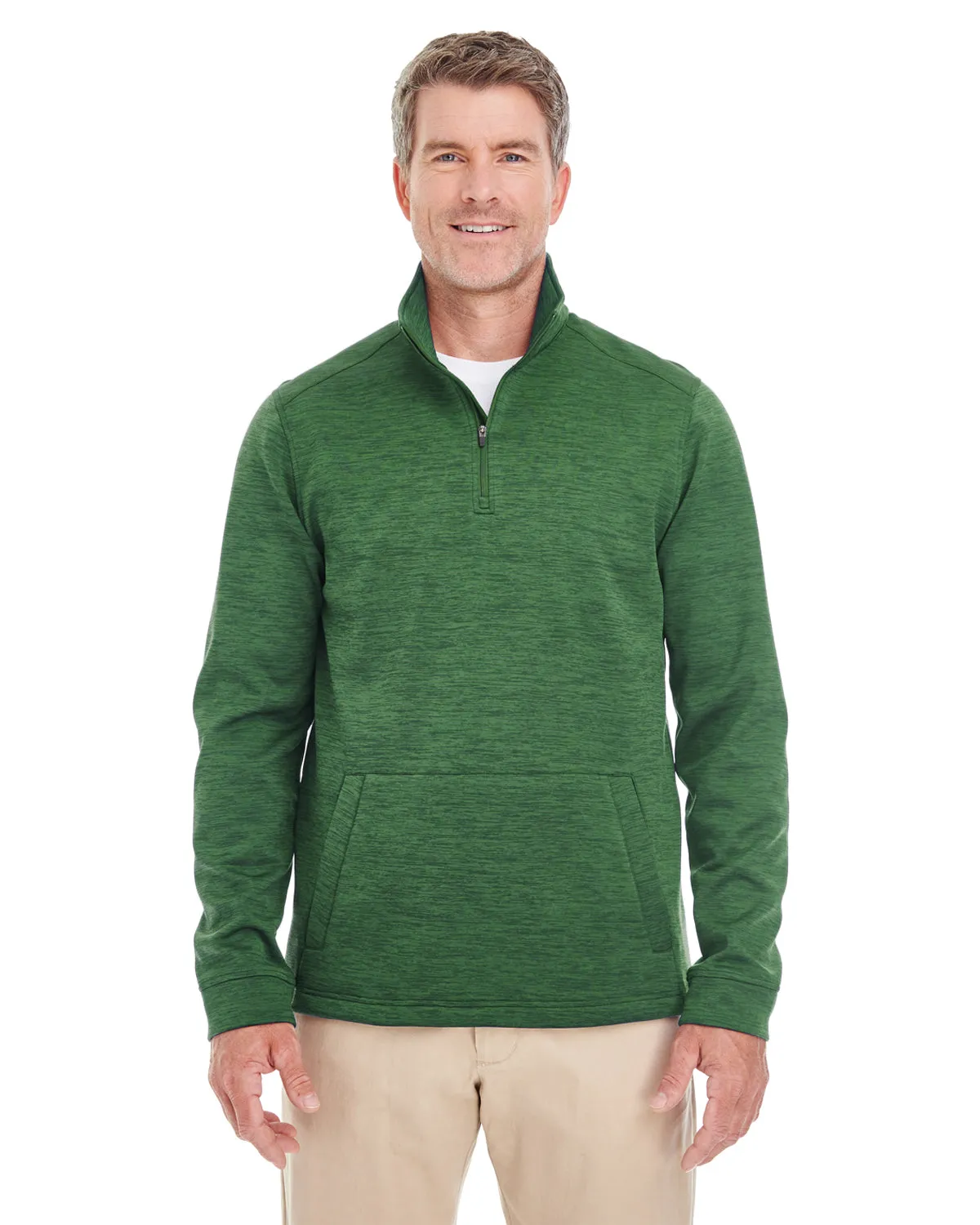 DG798 Devon & Jones Men's Newbury Mélange Fleece Quarter-Zip