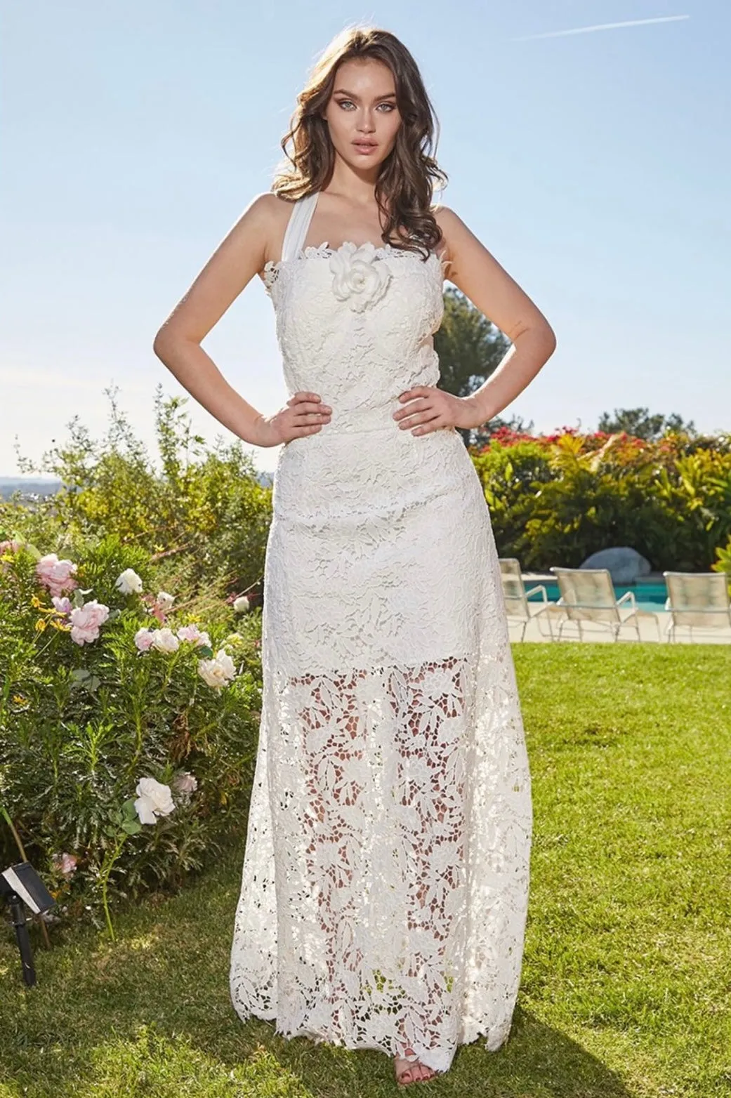 Ellie Lace White Maxi Dress