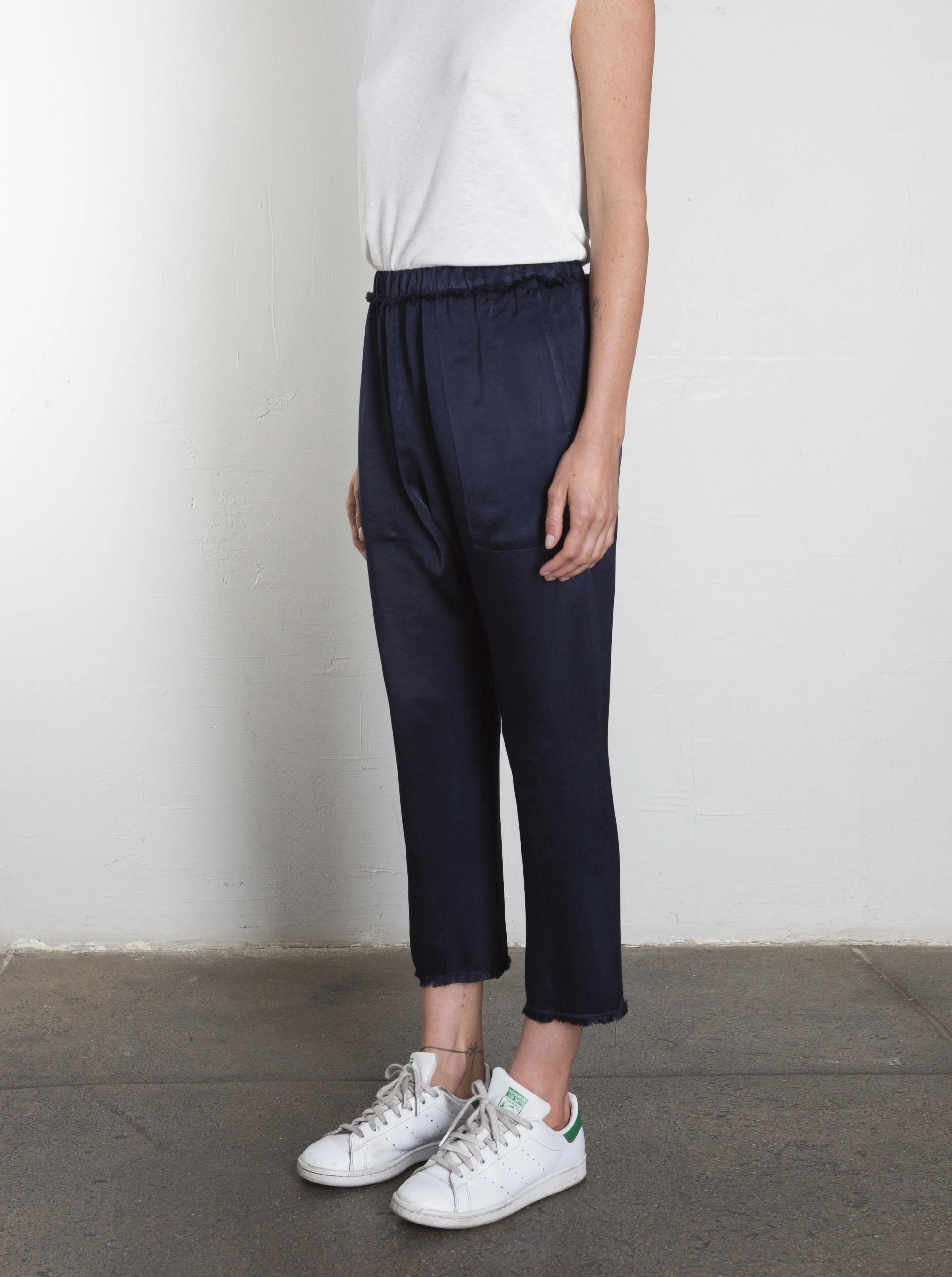 Erika Drop Pant in Vintage Satin - Night