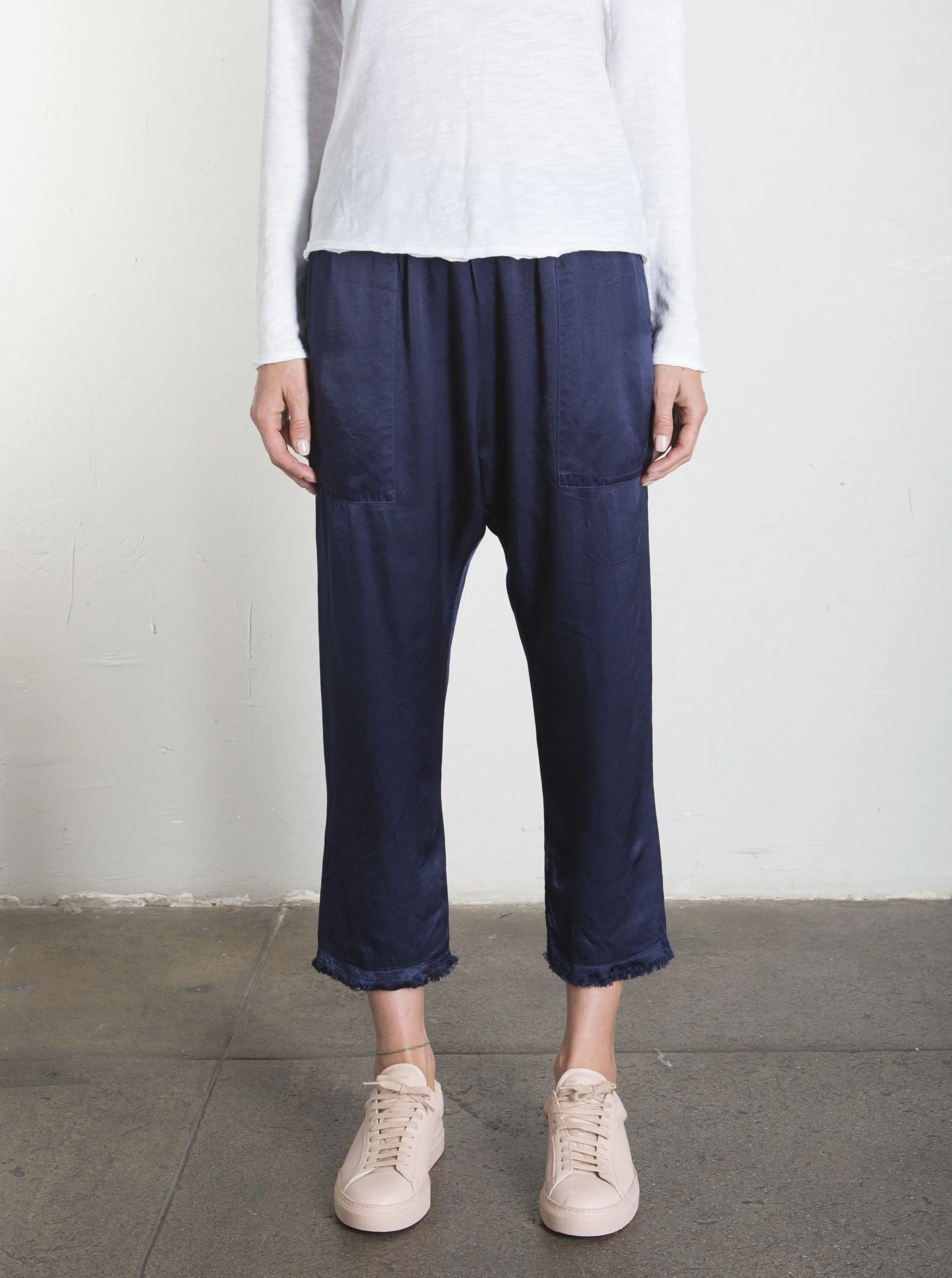 Erika Drop Pant in Vintage Satin - Night