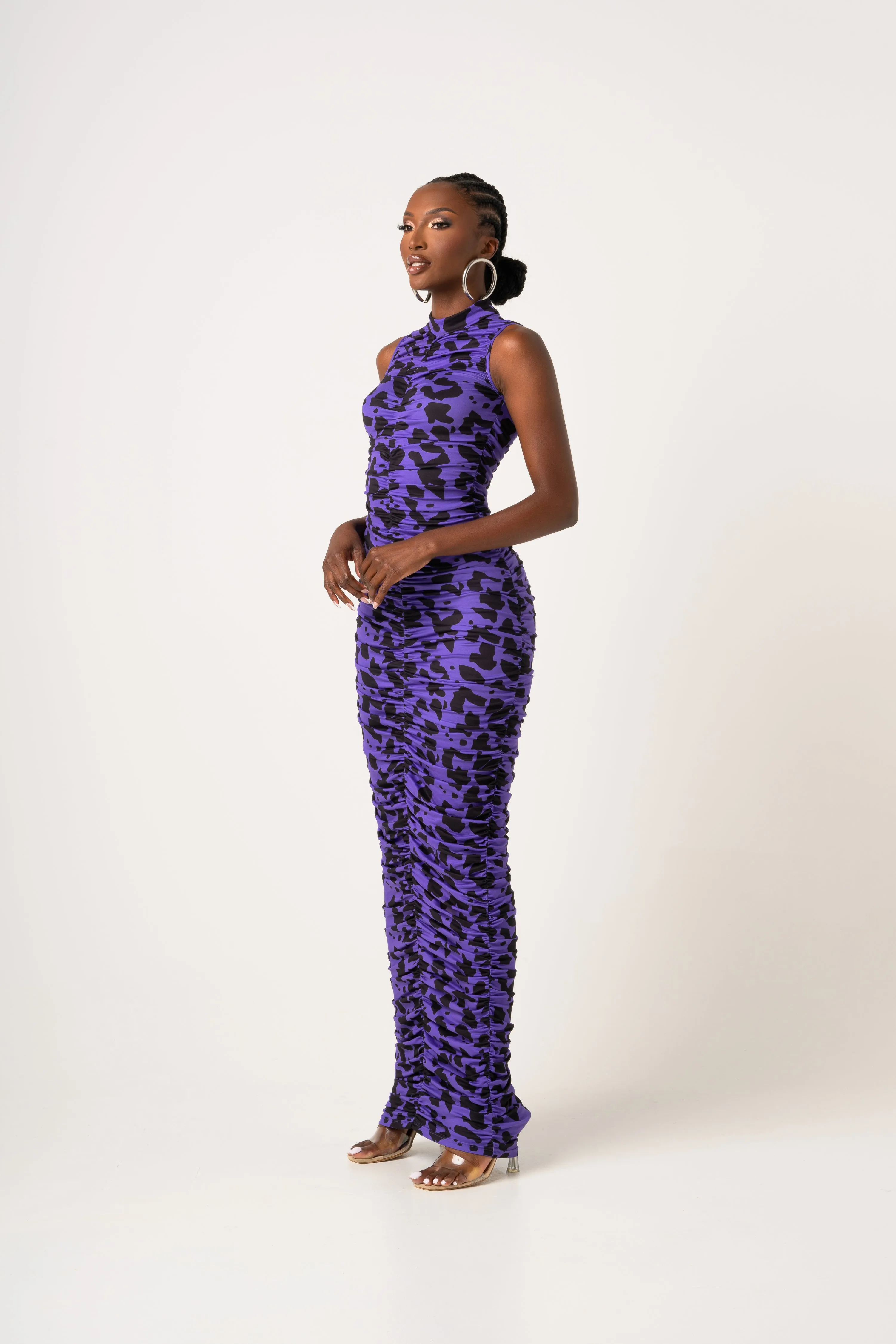 FARRAH RUCHED MAXI KNIT DRESS