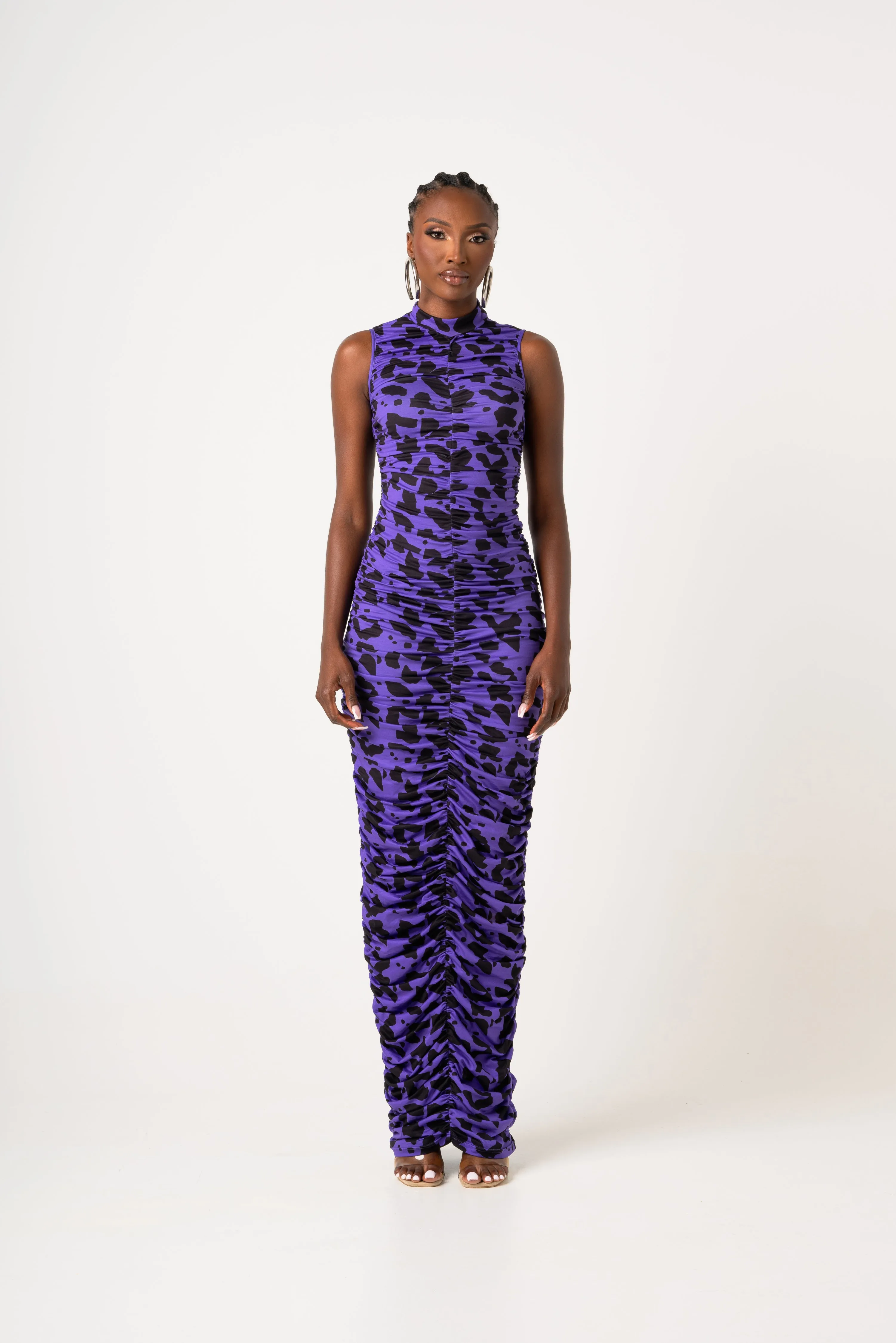 FARRAH RUCHED MAXI KNIT DRESS
