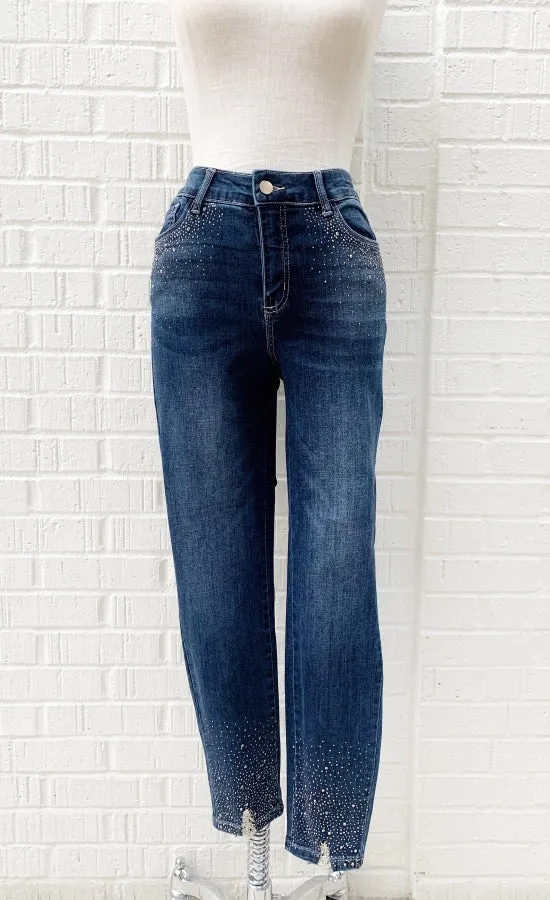 Frank Lyman Sparkle Trim Denim Pant