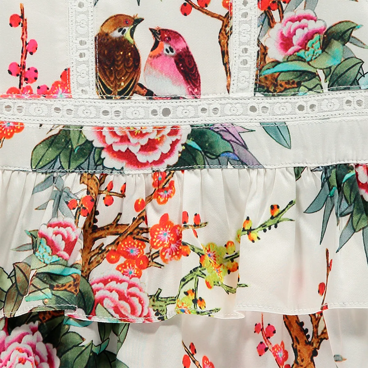 Girls Blouse and Trousers Floral Bird Print Set