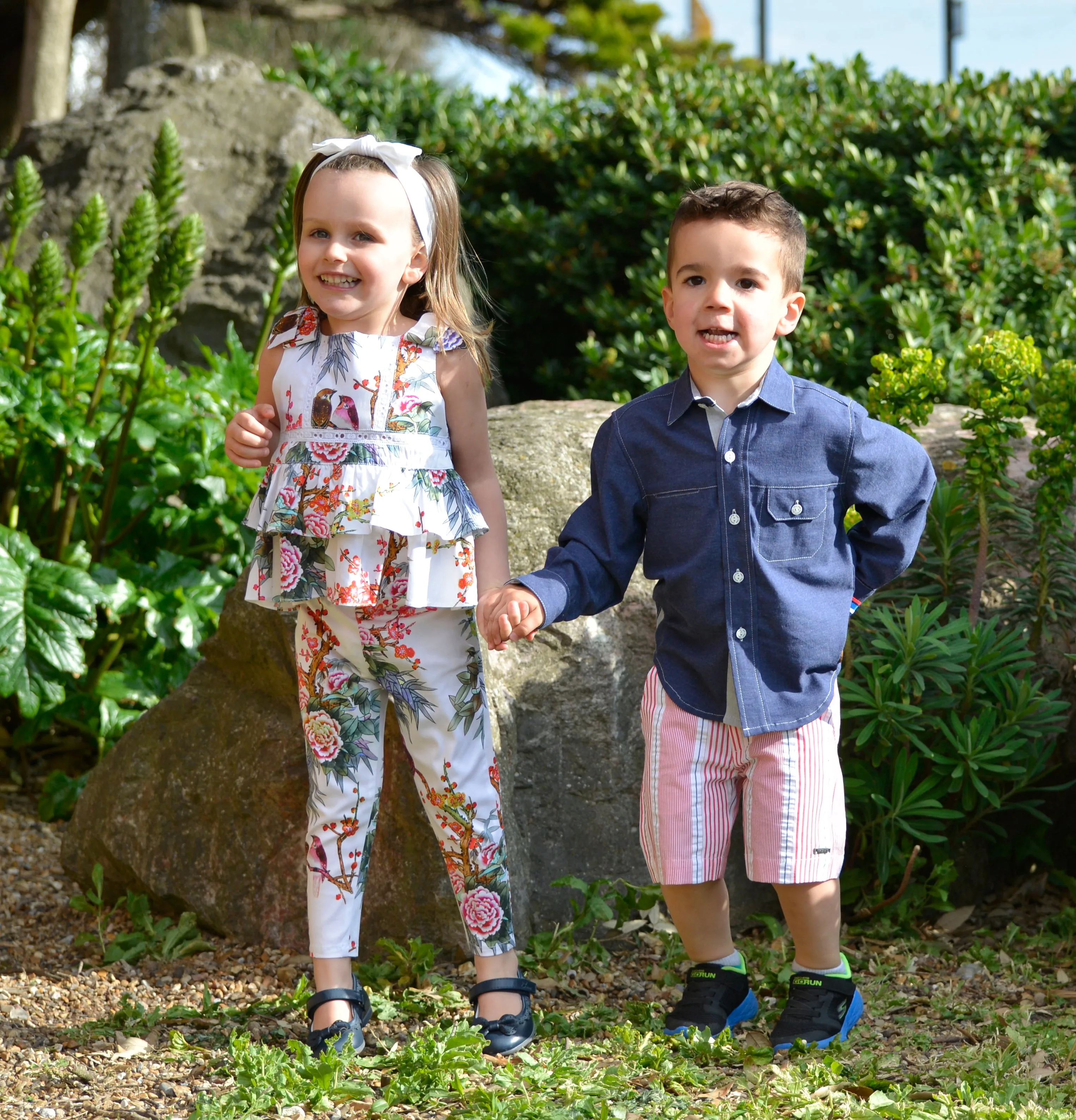 Girls Blouse and Trousers Floral Bird Print Set