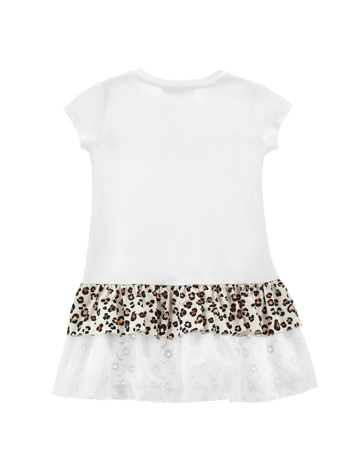 Girls White Leopard Print Frill Dress