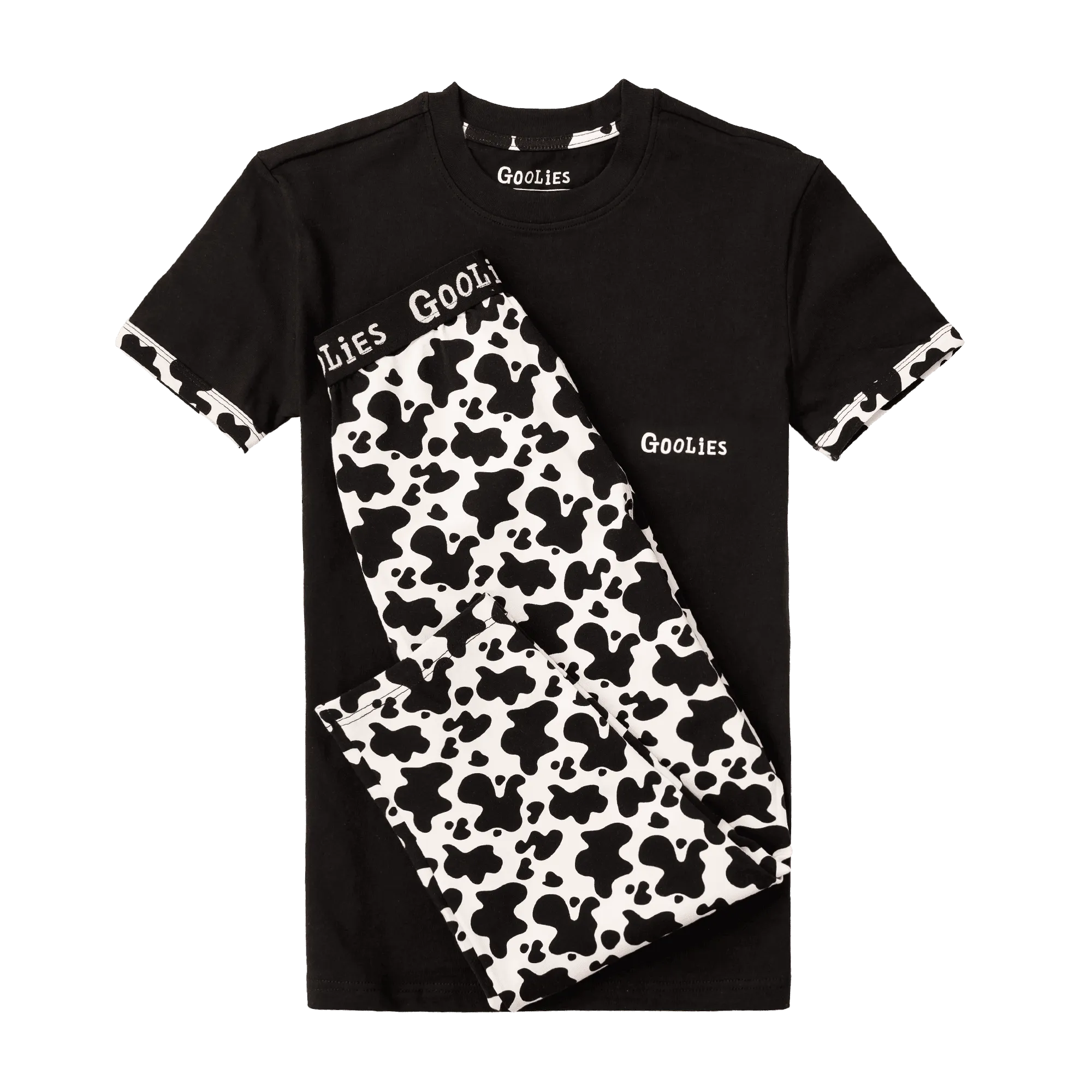 Goolies (Kids) Long Pyjamas - Cow Print - Trousers & T-Shirt