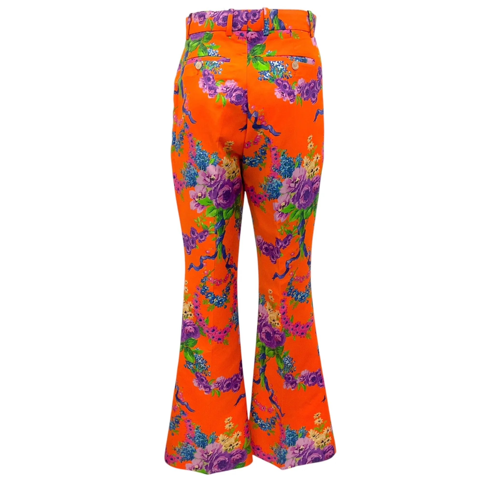 Gucci Orange / Purple Multi 2017 Flared Floral Trousers