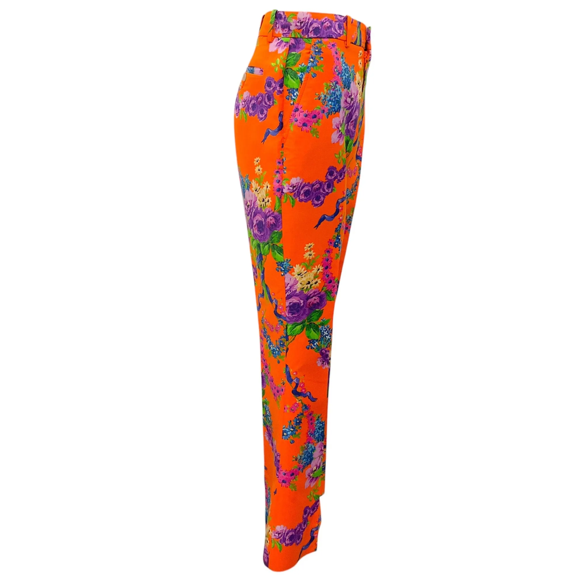 Gucci Orange / Purple Multi 2017 Flared Floral Trousers