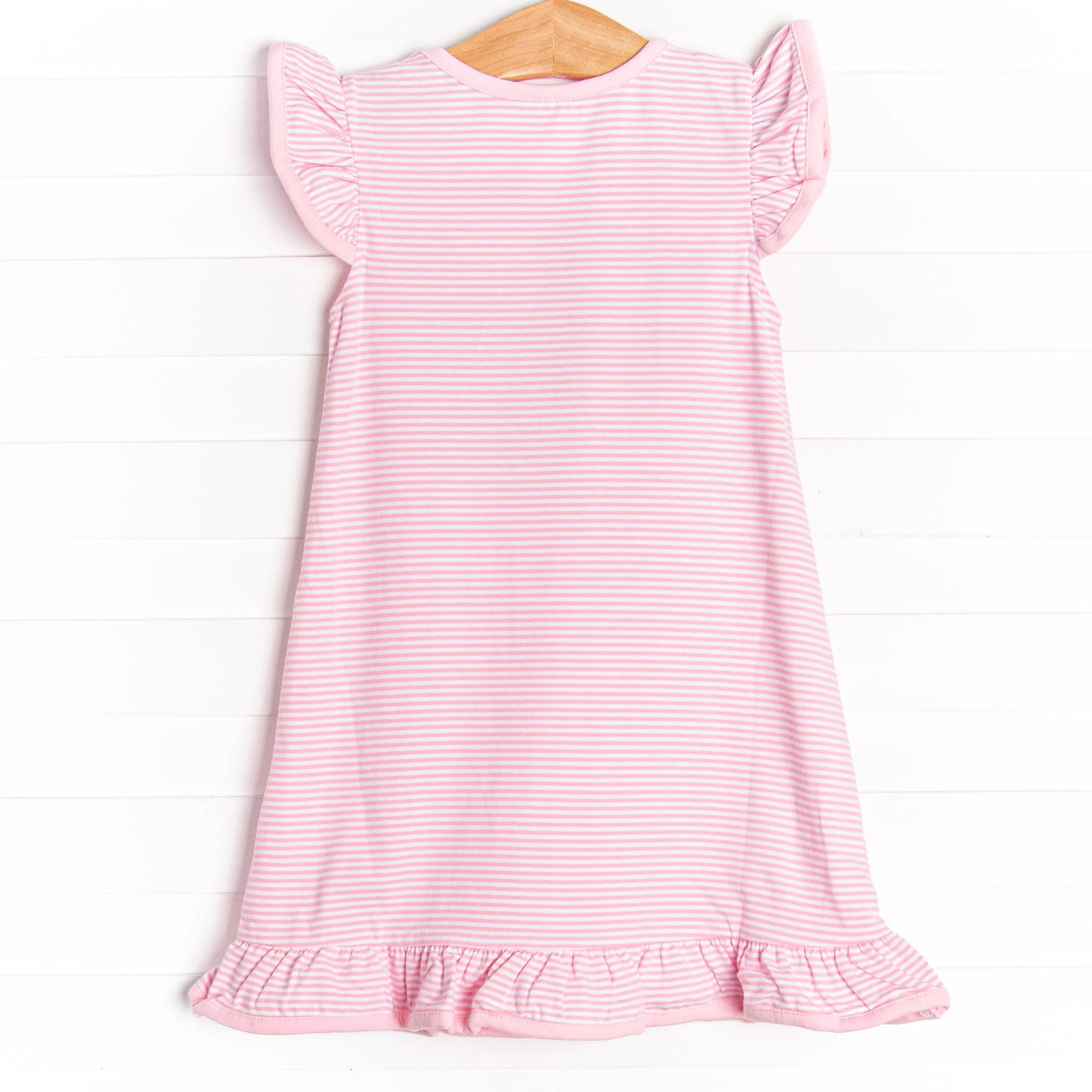 Happy Go Lucky Applique Dress, Pink Stripe