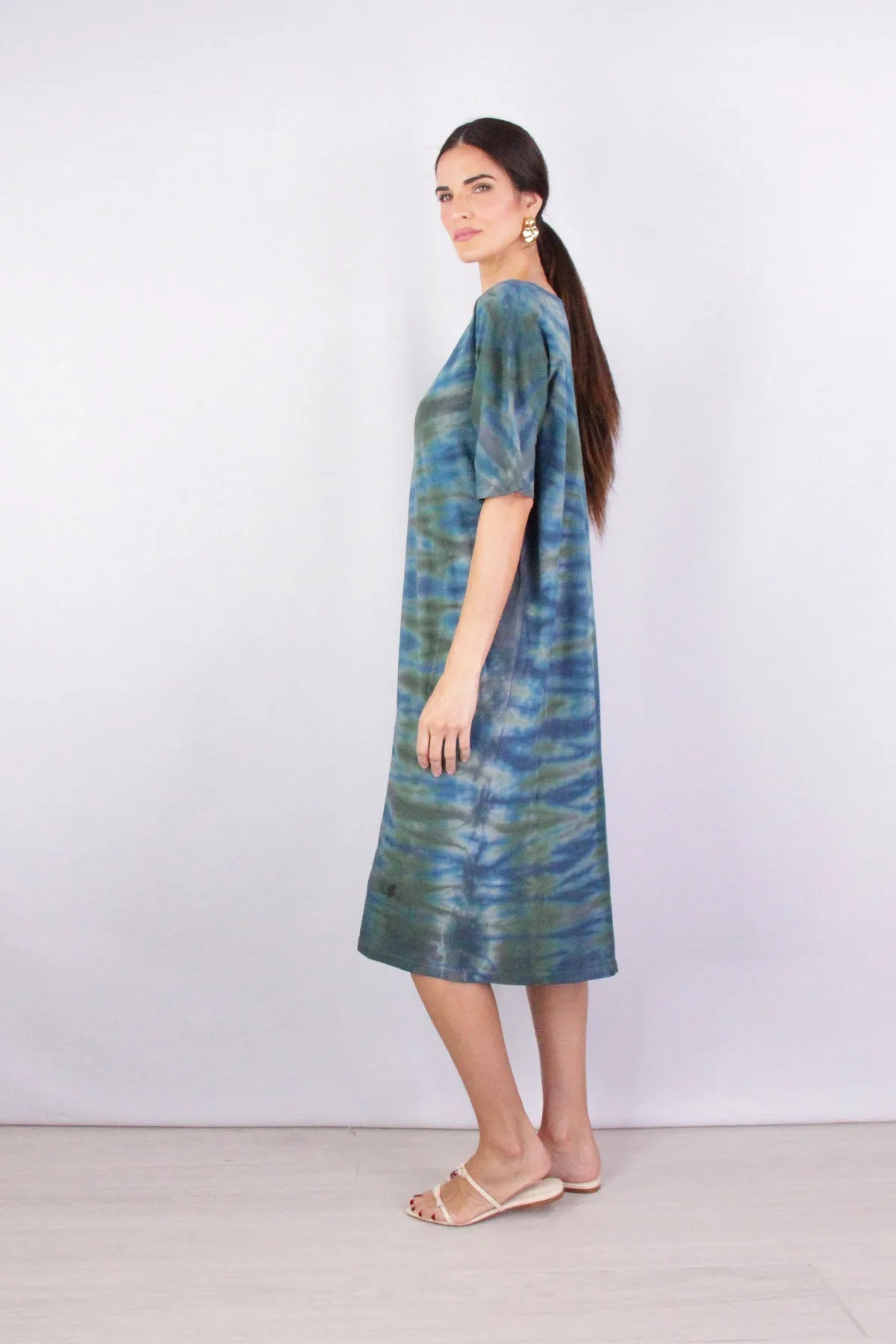 Henley Dress in Moss Aqua