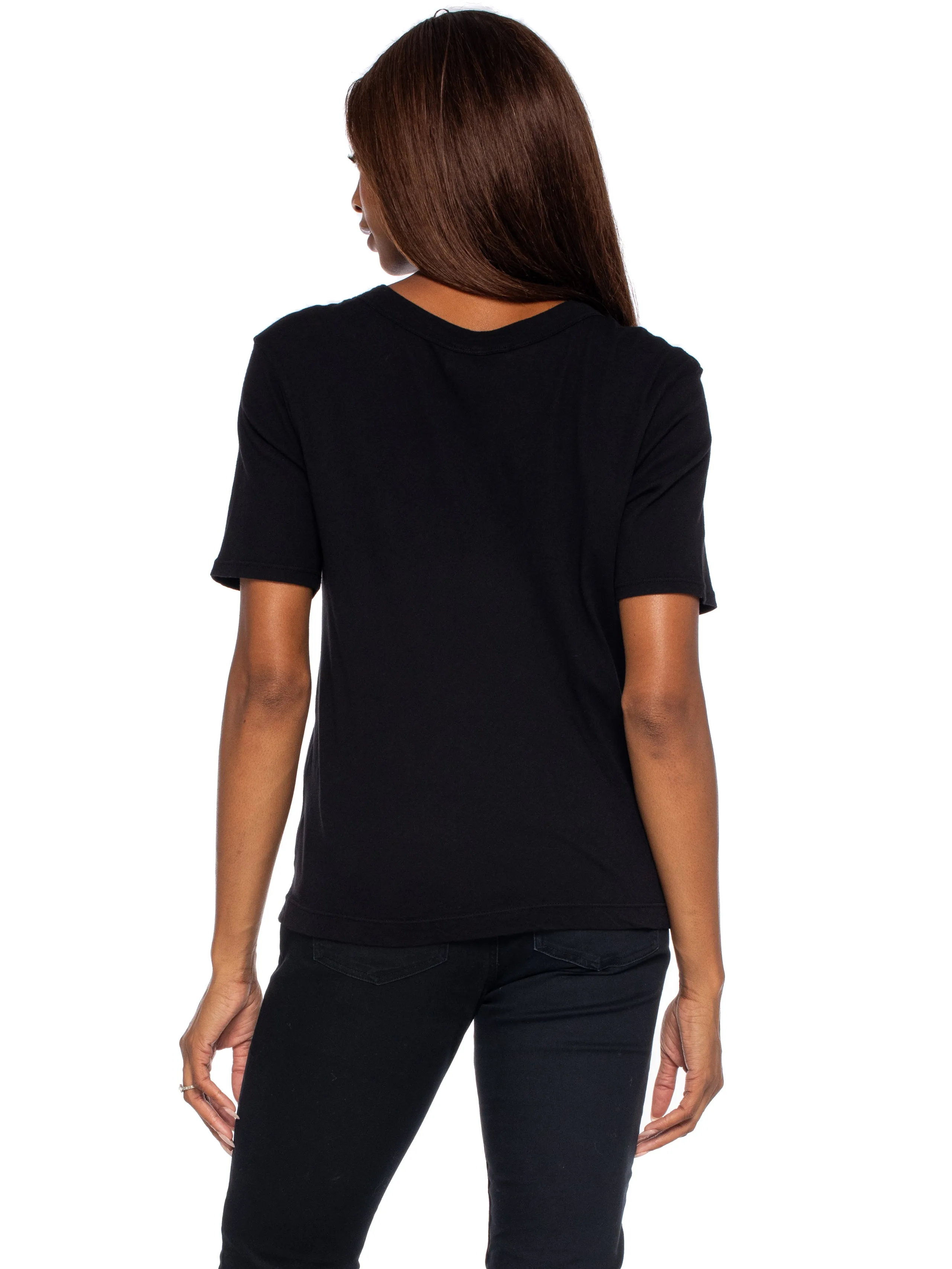 High V-Neck Slim Elbow Sleeve