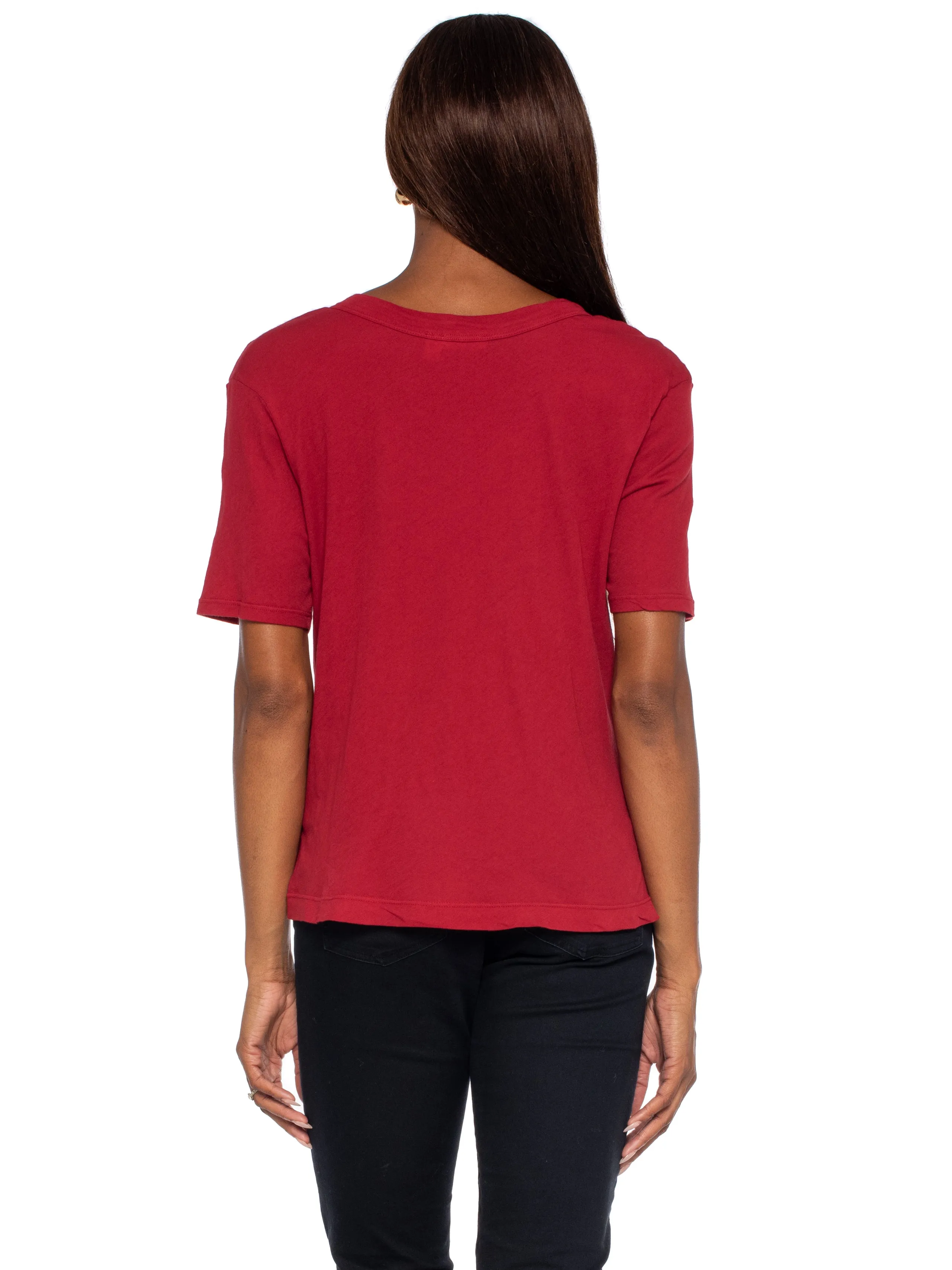 High V-Neck Slim Elbow Sleeve
