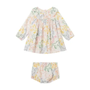 Horses Sketch Dress and Bloomer Set
