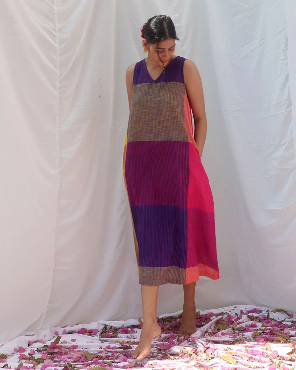 Indradhanush Handwoven Cotton Dress - RC