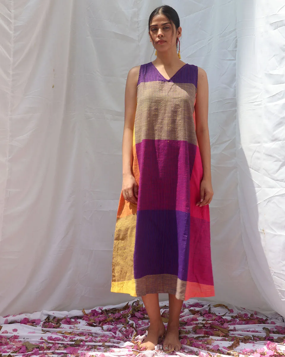 Indradhanush Handwoven Cotton Dress - RC