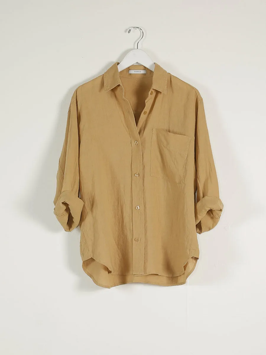 Jessie Shirt in French Linen - Wheat