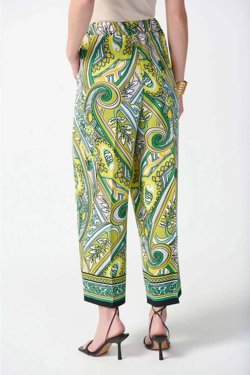 Joseph Ribkoff Vanilla/Multi Paisley Print Pull On Cropped Pants 242010