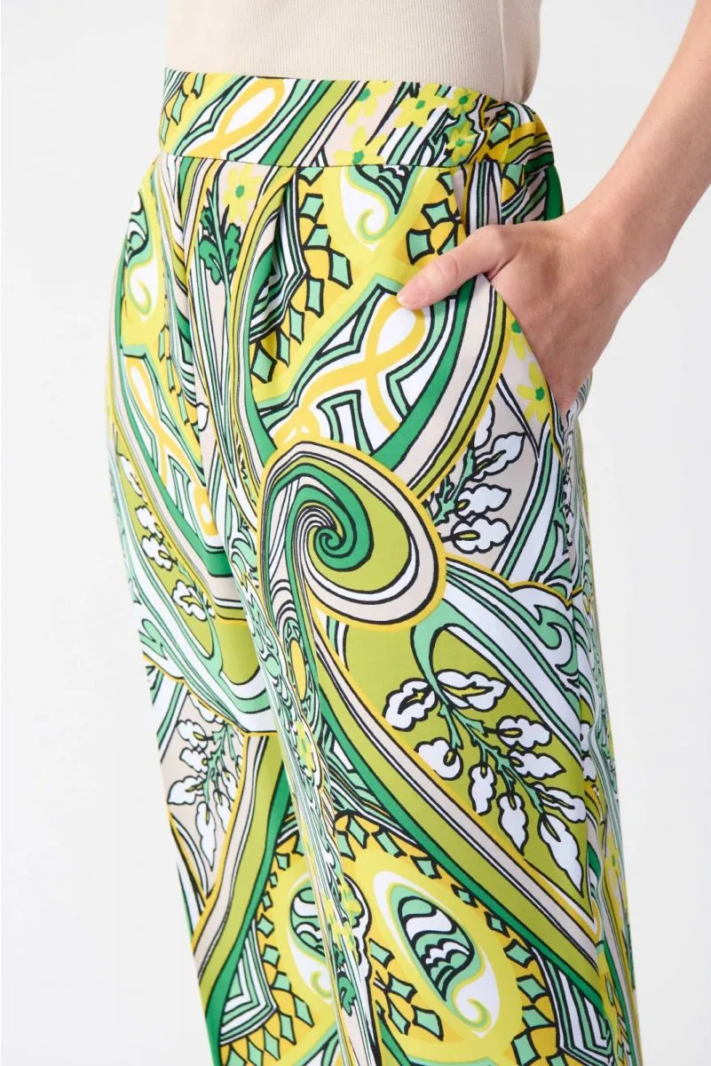Joseph Ribkoff Vanilla/Multi Paisley Print Pull On Cropped Pants 242010