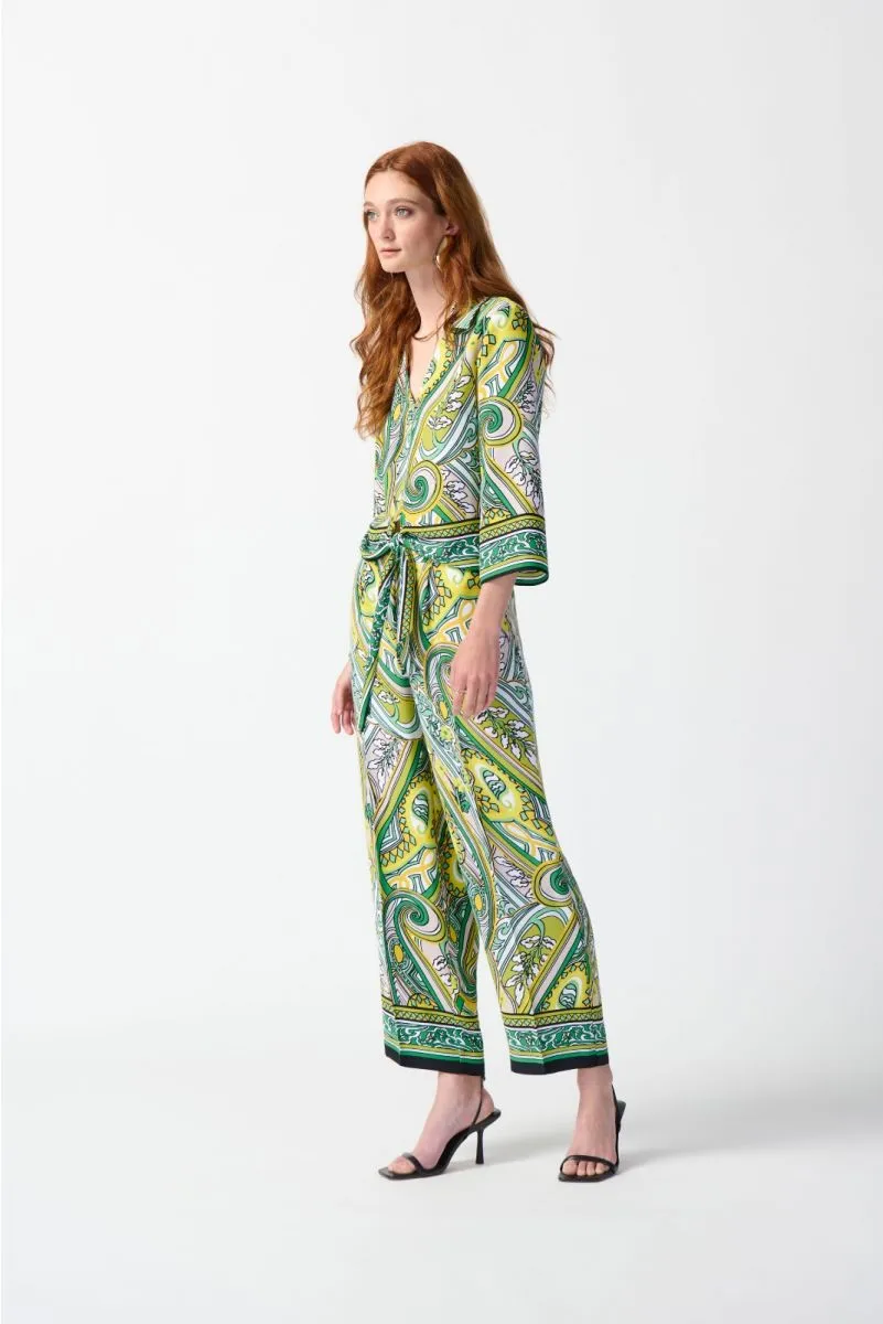 Joseph Ribkoff Vanilla/Multi Paisley Print Pull On Cropped Pants 242010
